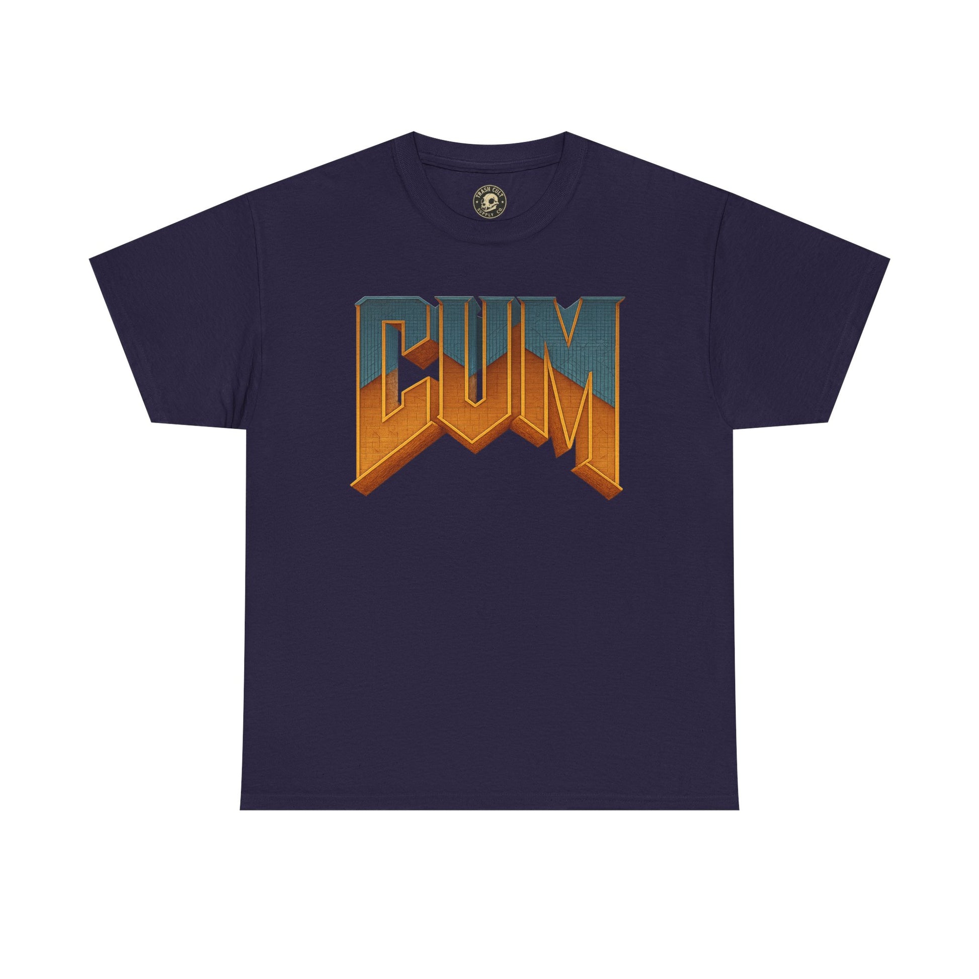 CUM Parody Metal Logo Shirt – Doom-Inspired Retro Gamer Tee on Gildan 5000