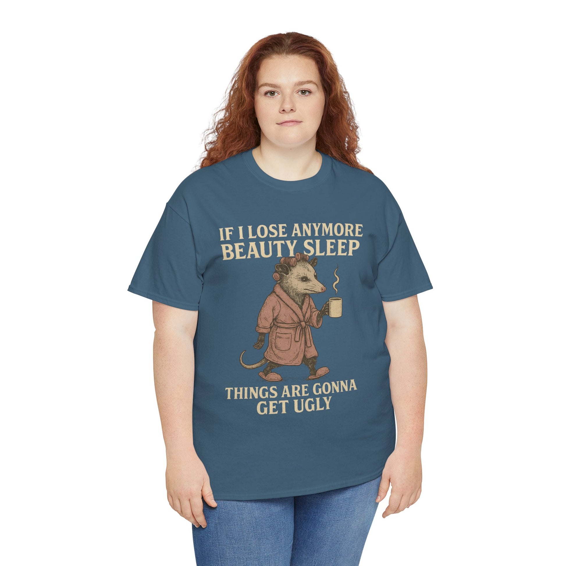 Funny Unisex Heavy Cotton Tee - "If I Lose Anymore Beauty Sleep, Things Are Gonna Get Ugly" - Gift, Sleepwear, Humor, Casual Wear, [...]