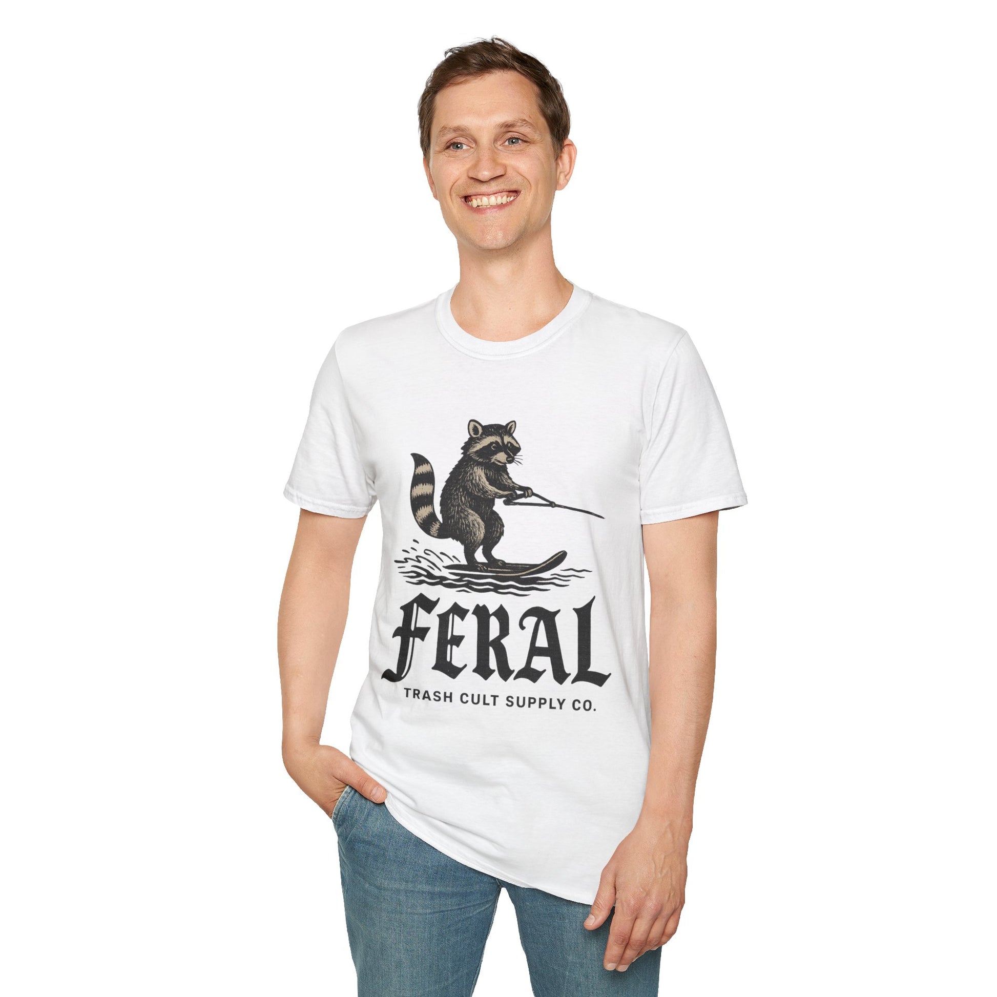 Feral Water Skiing Raccoon Vintage Shirt – Trash Cult Supply Co. | Gildan 2000 Softstyle