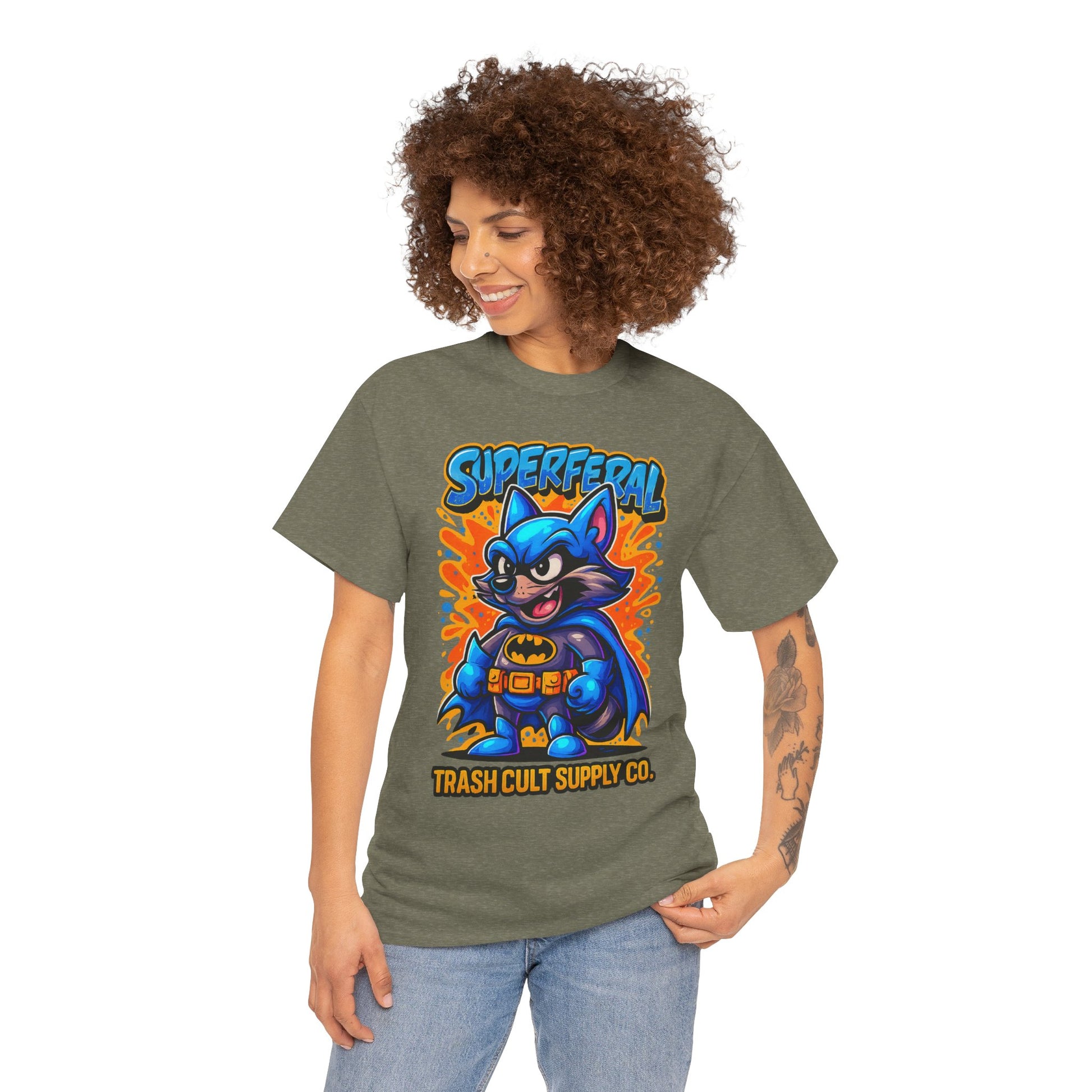 SuperFeral Raccoon Graffiti Shirt – Bold New School Superhero Streetwear | Trash Cult Supply Co