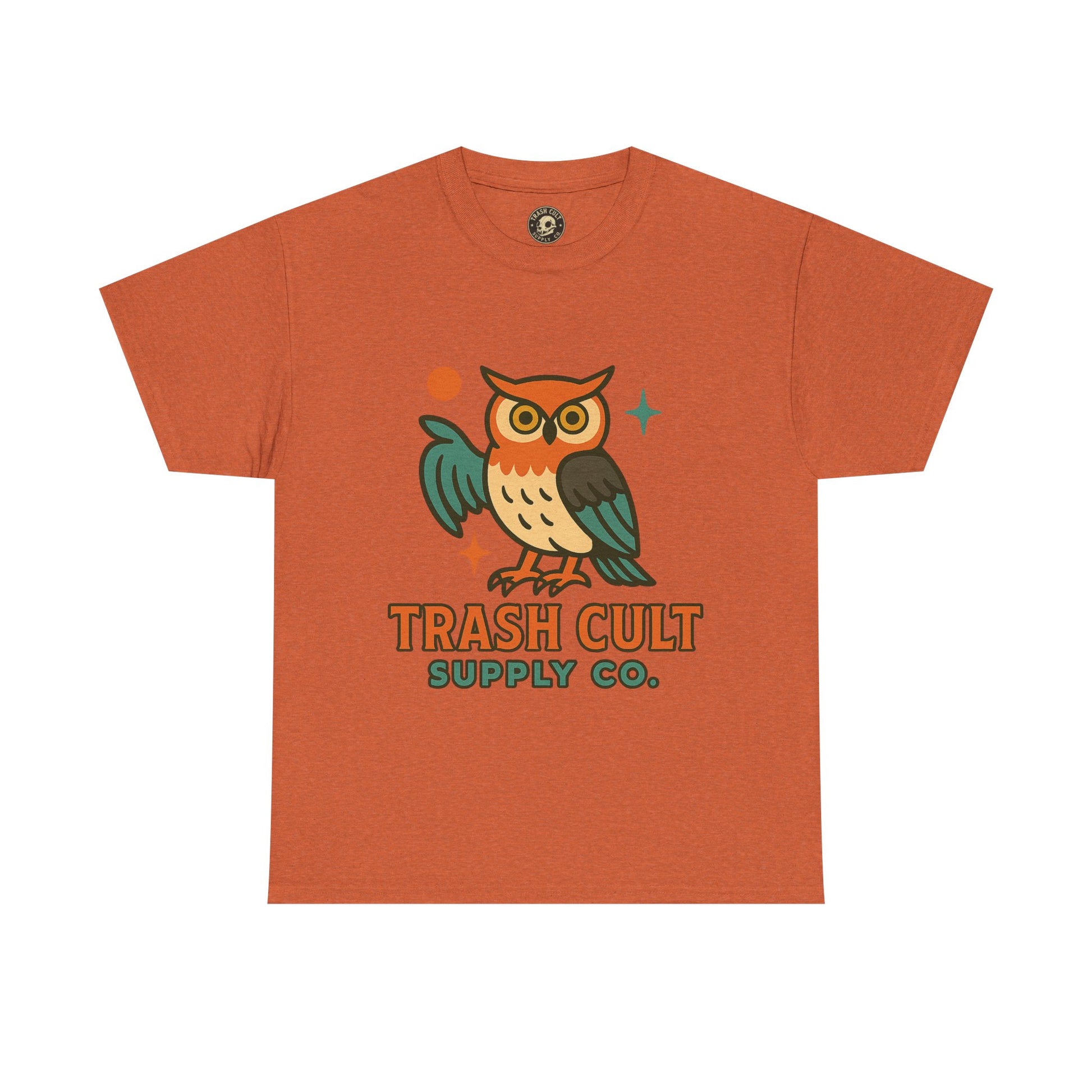 Vintage Owl Graphic Tee, Unisex Heavy Cotton Tee, Trash Cult Shirt, Nature Lover Gift, Eco-Friendly Apparel