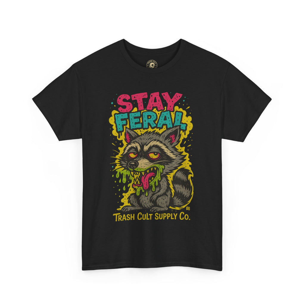 Stay Feral Raccoon Lowbrow Tee – Trash Cult Supply Co. | Gildan 5000