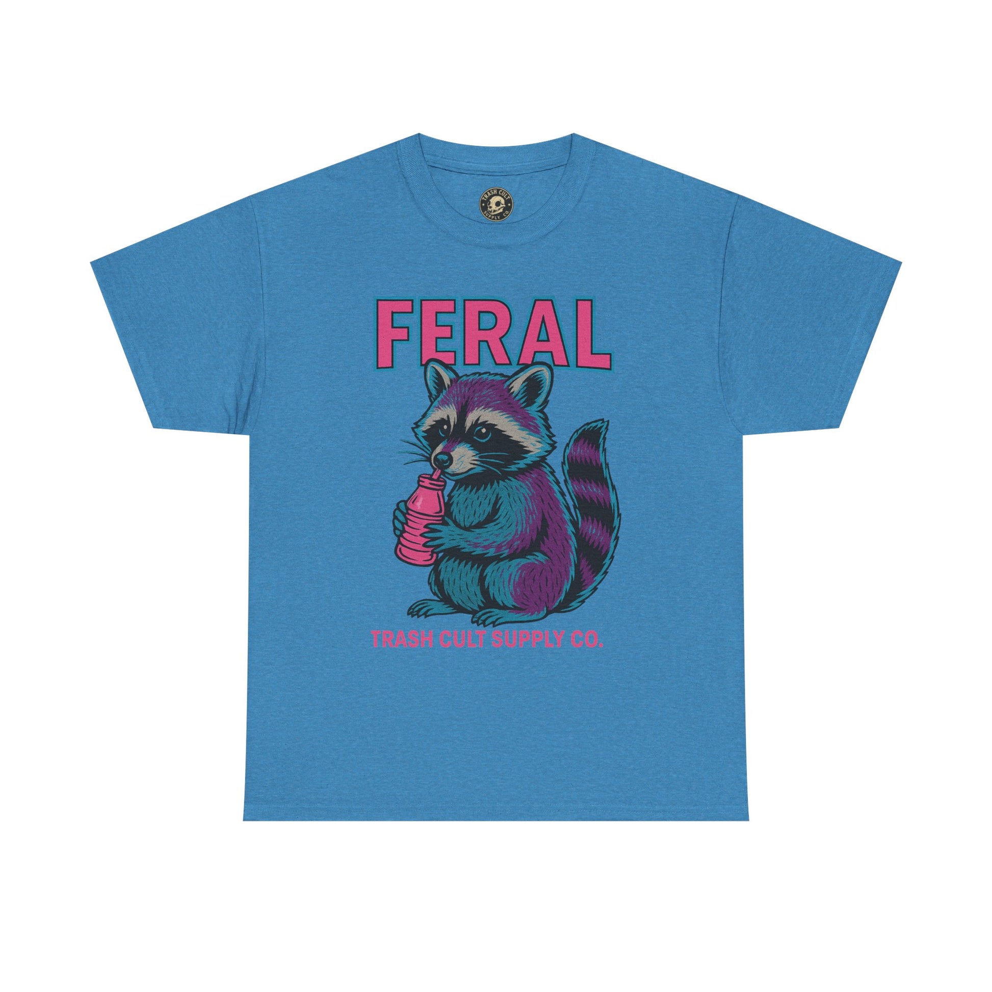 FERAL Raccoon 80s Retro Shirt – Trash Cult Supply Co. – Gildan 5000 Tee