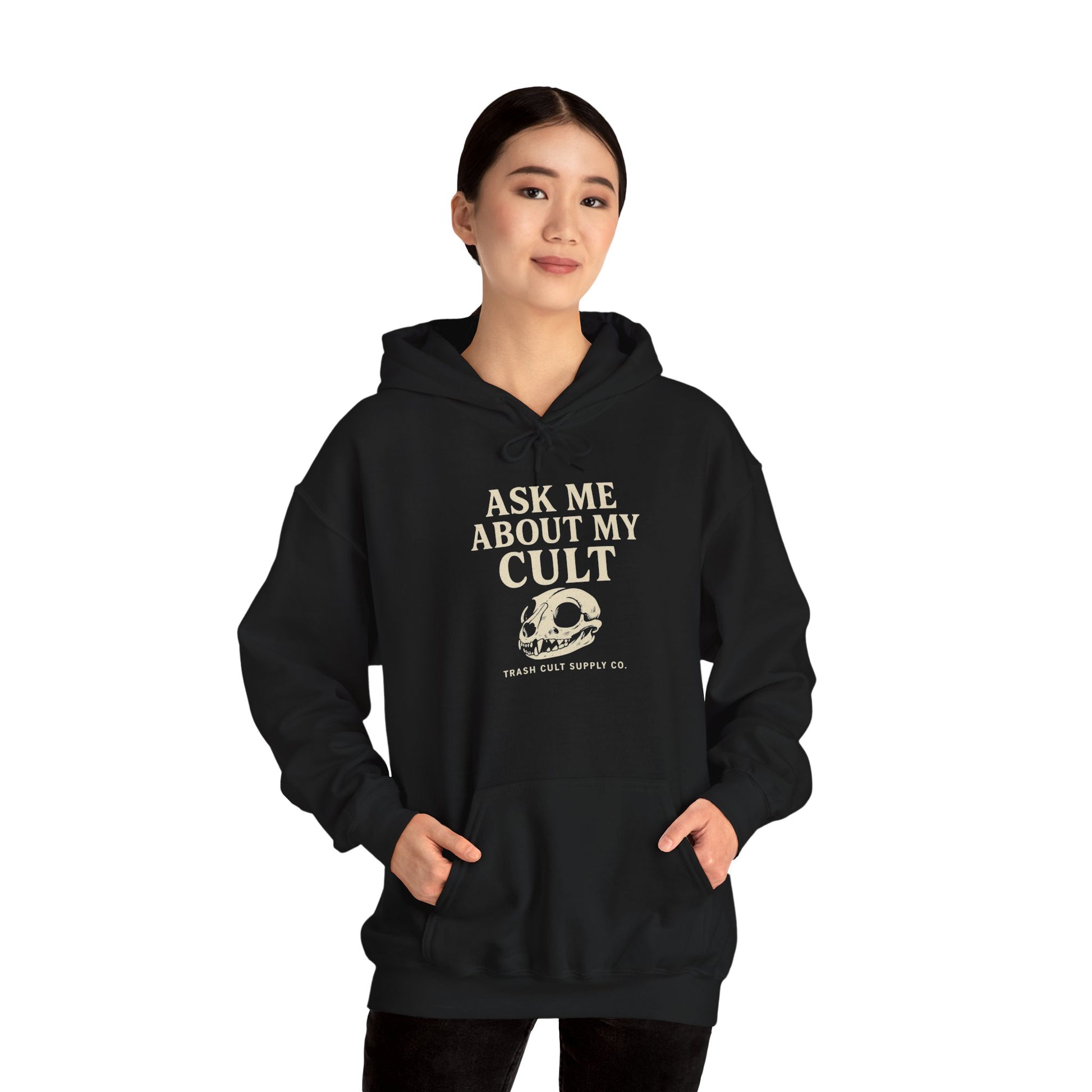 Gothic Cult Hoodie – Unisex Heavy Blend™ Sweatshirt, Perfect for Halloween, Alternative Fashion, Streetwear, Gift for Friends