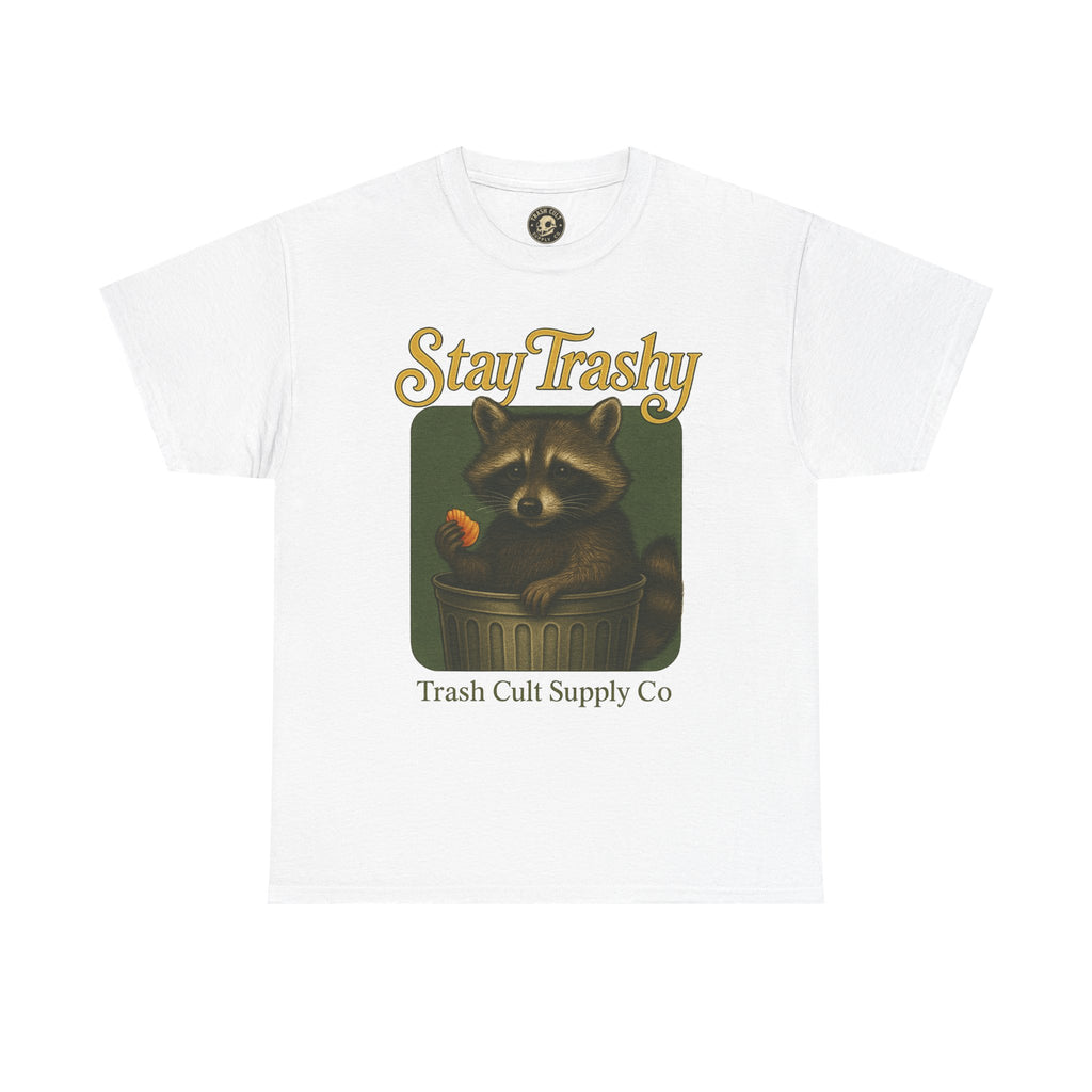 Stay Trashy Raccoon T-Shirt – Vintage-Style Cute Trash Panda | Trash Cult Supply Co | Gildan 5000