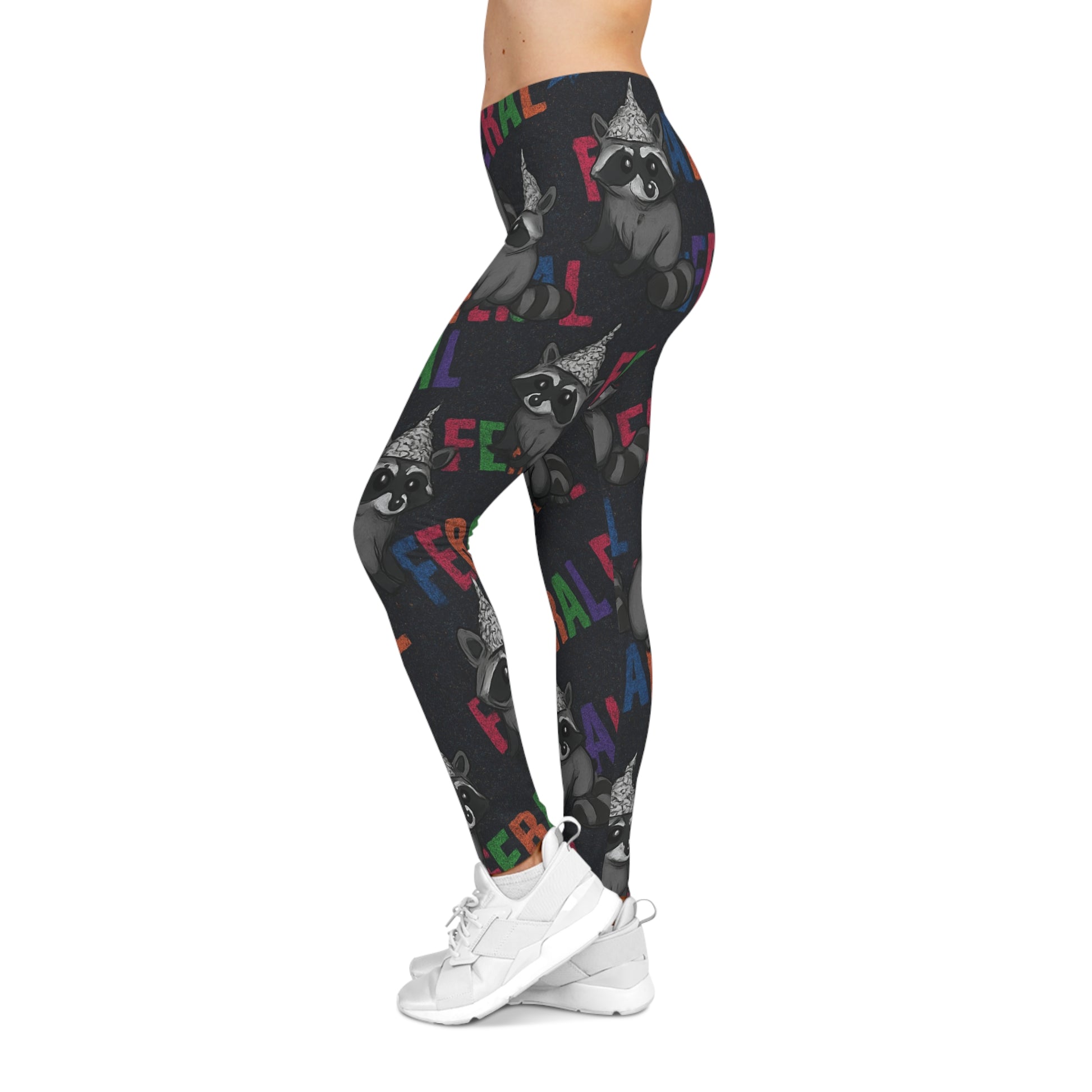 Feral Raccoon Leggings – Funny Animal Print Pants for Women | Bold Gift for Animal Lovers
