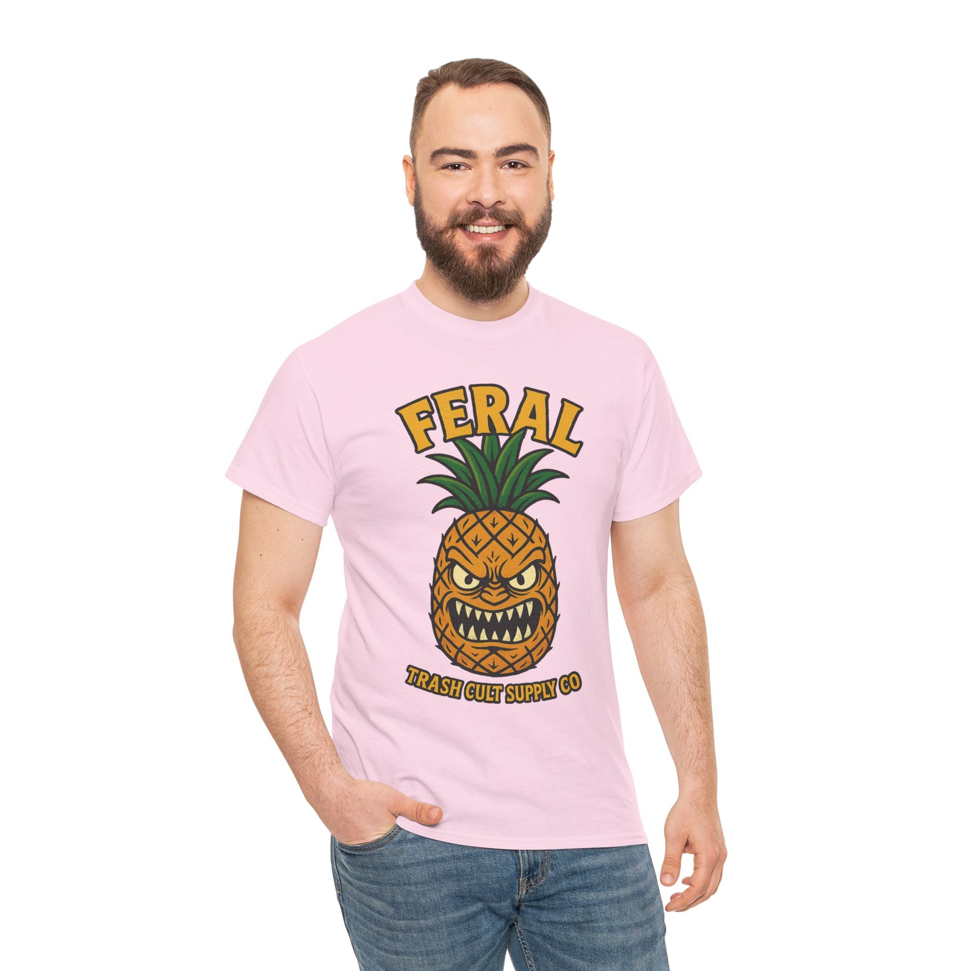 Feral Evil Pineapple Shirt – Aggressive Fruit Trashcore Tee – Gildan 5000 Unisex