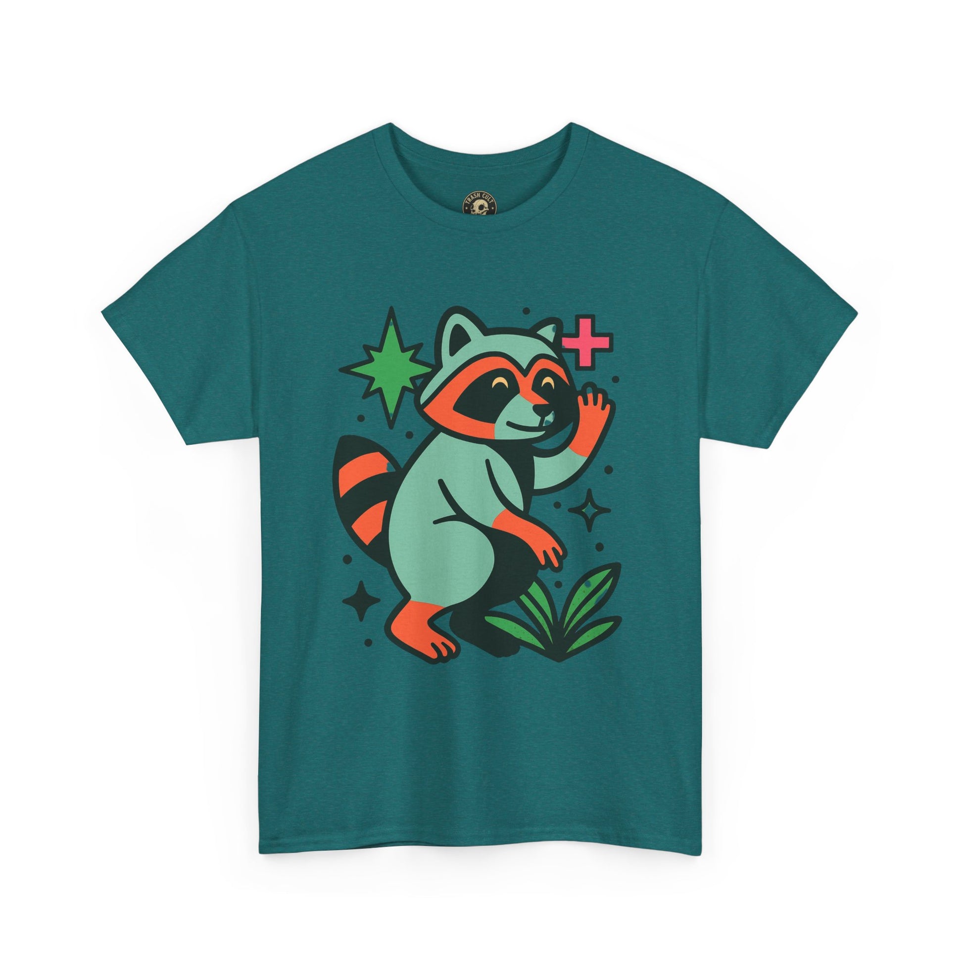 Playful Raccoon Unisex Heavy Cotton Tee | Cute Animal Shirt for Nature Lovers, Graphic Tee, Gift for Kids, Casual Wear, Eco-Friendly