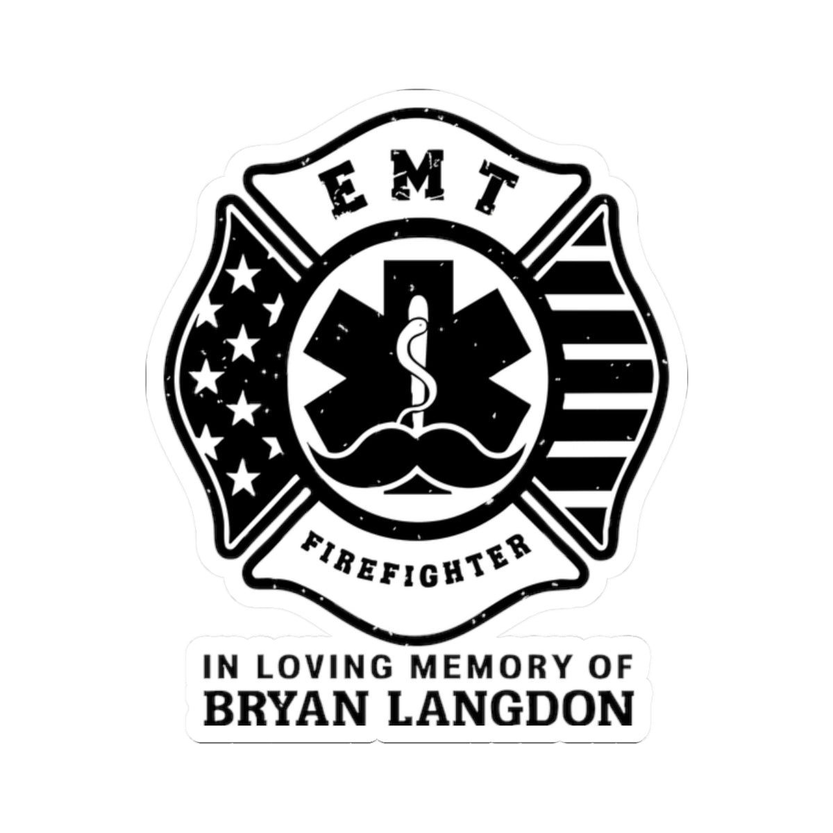 Custom Firefighter Memorial Sticker, In Loving Memory of Bryan Langdon, EMT Tribute, Emergency Services Decor, First Responder Vinyl Decal