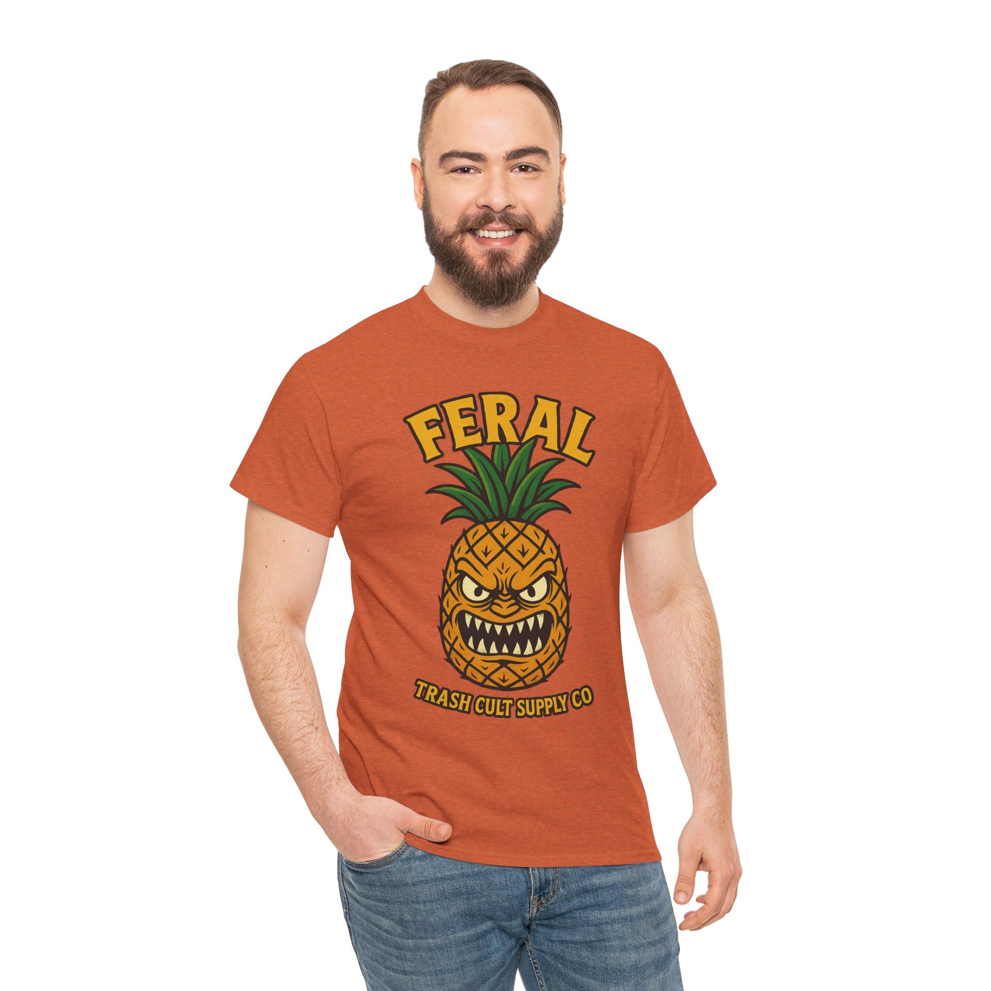 Feral Evil Pineapple Shirt – Aggressive Fruit Trashcore Tee – Gildan 5000 Unisex