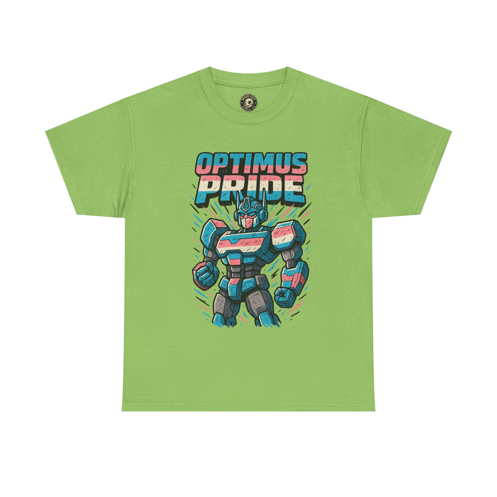 Optimus Pride T-Shirt – Funny Trans Mech LGBTQ+ Graphic Tee | Unisex Heavy Cotton Nerd Pride Shirt