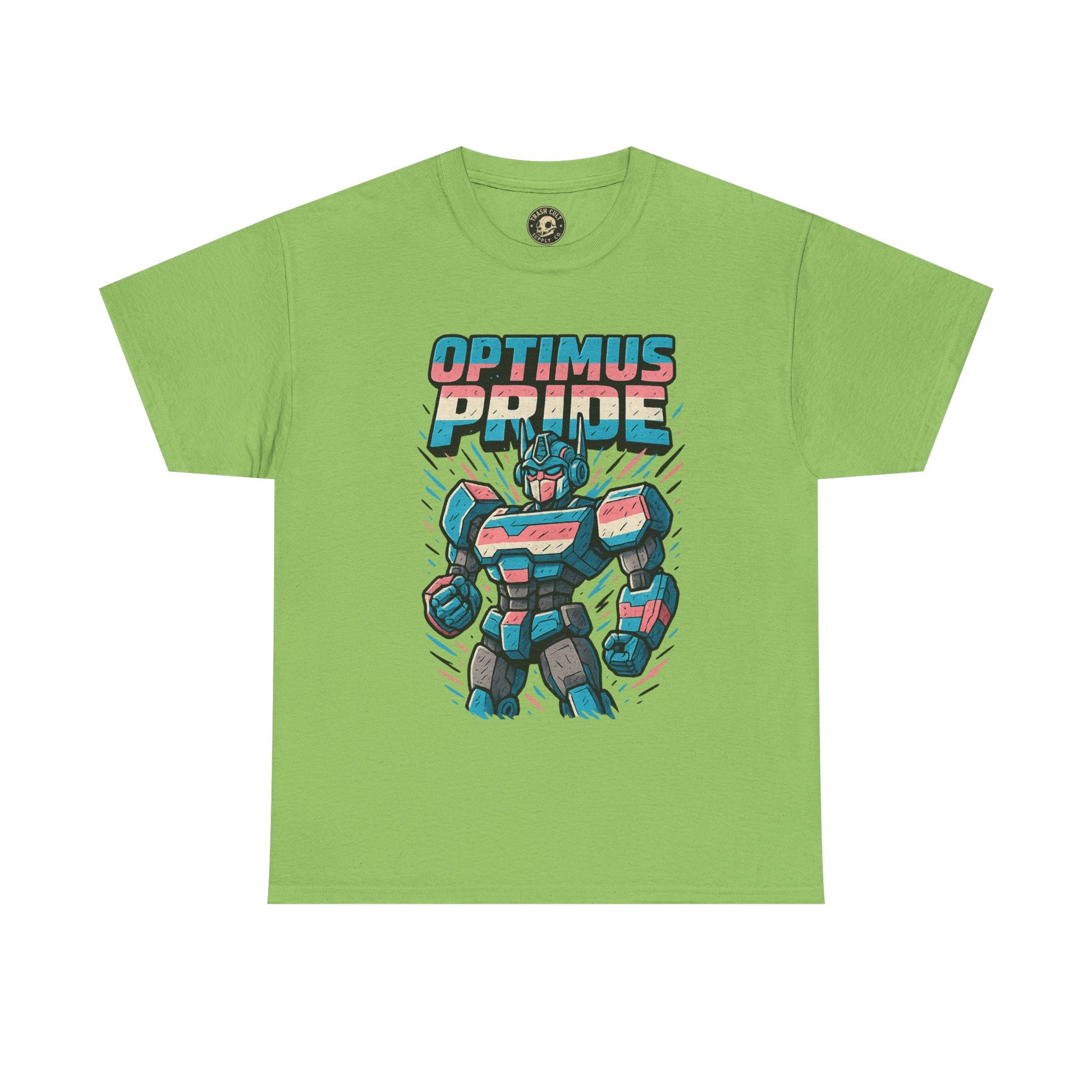 Optimus Pride T-Shirt – Funny Trans Mech LGBTQ+ Graphic Tee | Unisex Heavy Cotton Nerd Pride Shirt