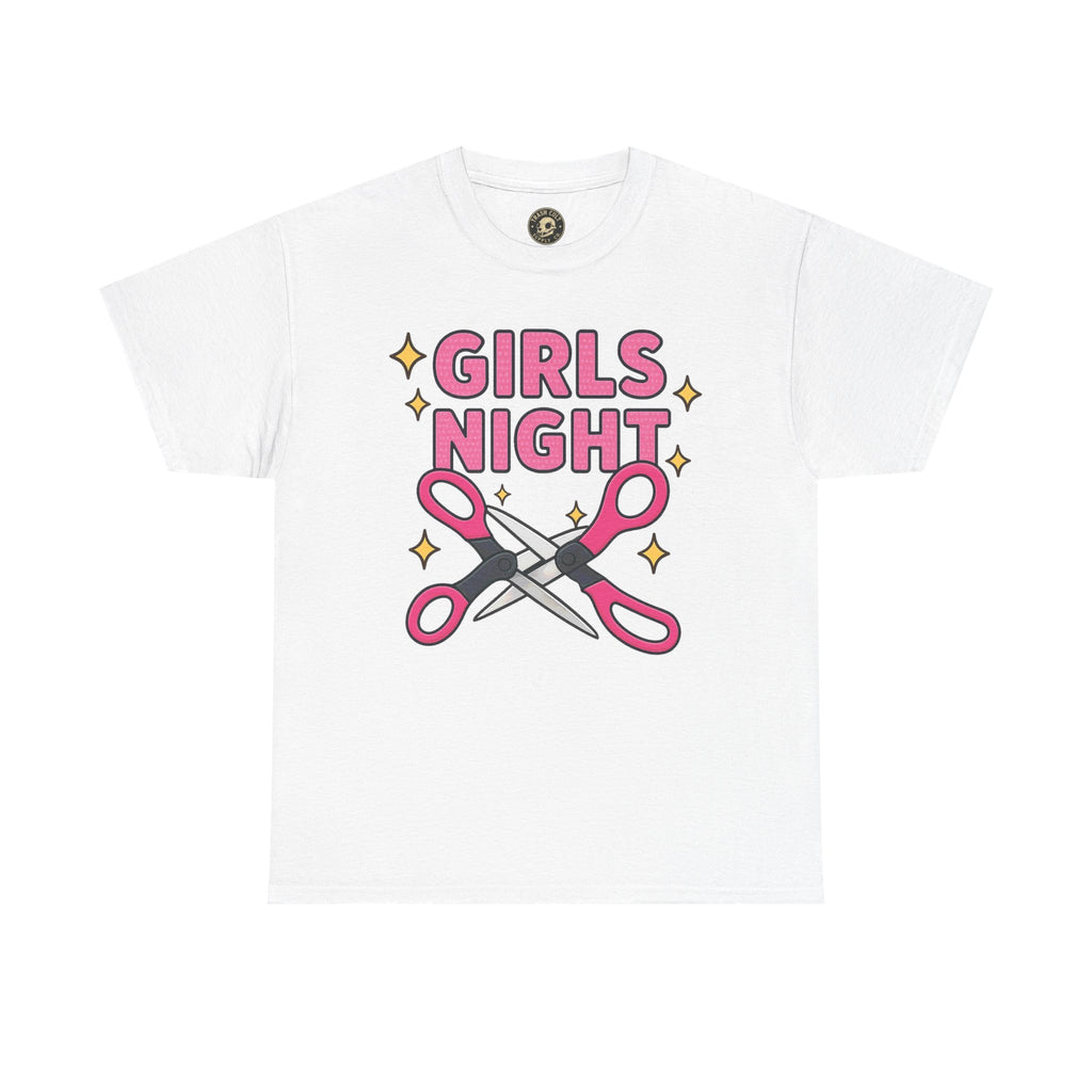 Funny Girls Night Shirt – Lesbian Humor Tee – Pink Scissors Graphic on Gildan 5000