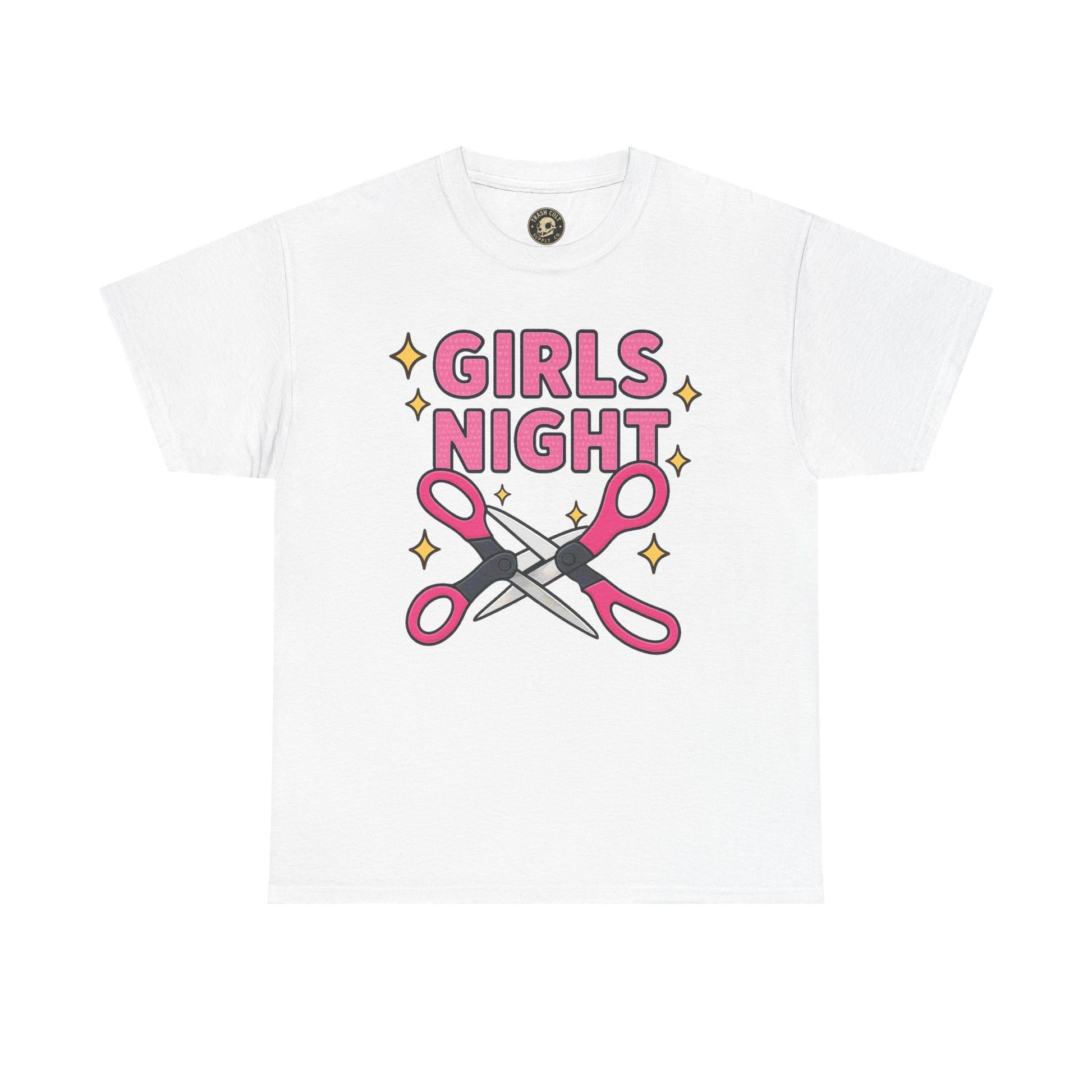 Funny Girls Night Shirt – Lesbian Humor Tee – Pink Scissors Graphic on Gildan 5000