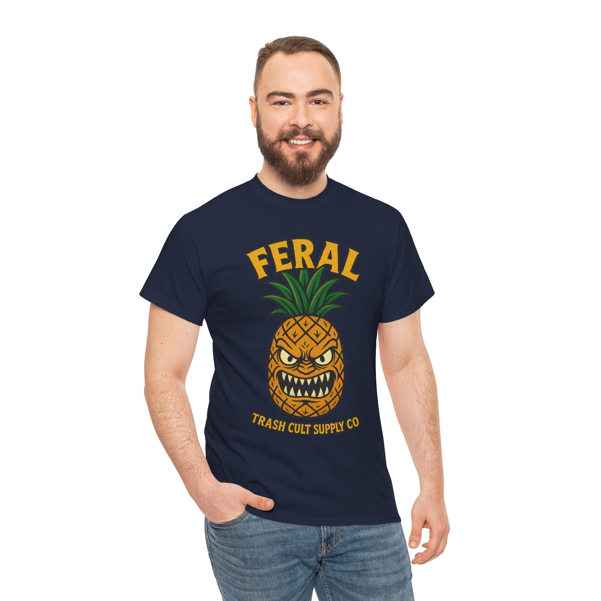 Feral Evil Pineapple Shirt – Aggressive Fruit Trashcore Tee – Gildan 5000 Unisex