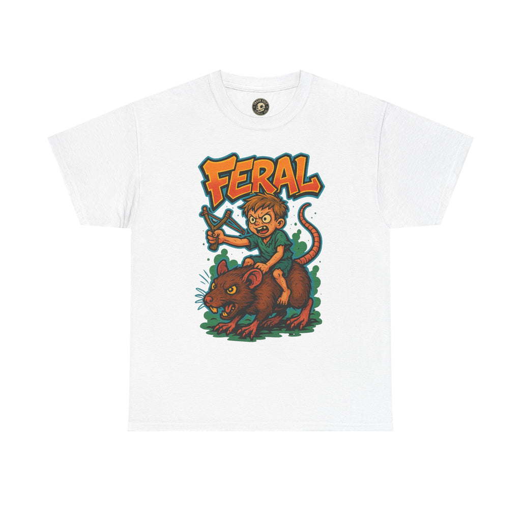 FERAL Graffiti Rat Rider T-Shirt – Bold New School Streetwear | Gildan 5000 Chaos Graphic Tee