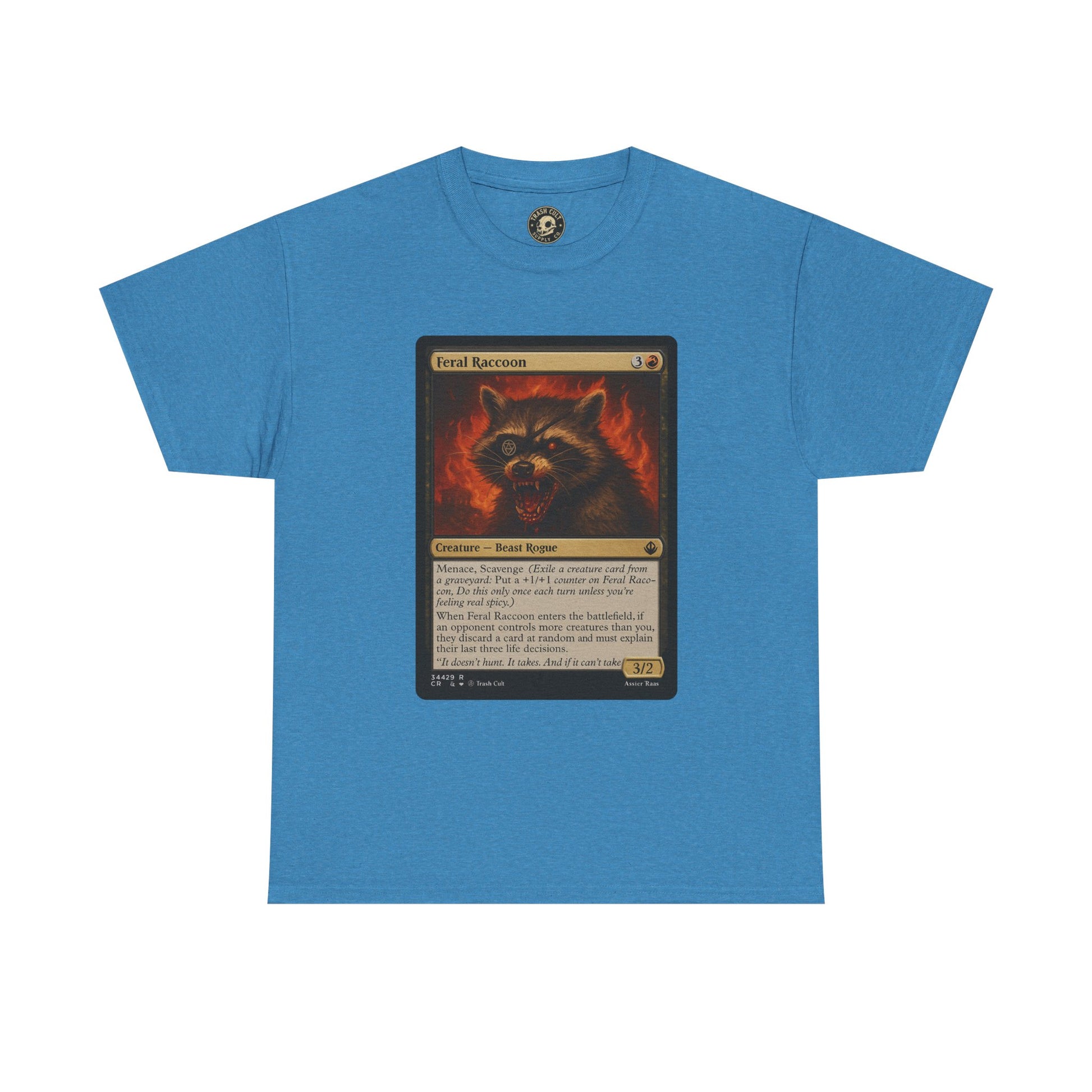 Feral Raccoon Magic Card Shirt – MTG-Inspired Beast Rogue Tee, Trash Cult Creature Card, Gildan 5000 Unisex T-Shirt