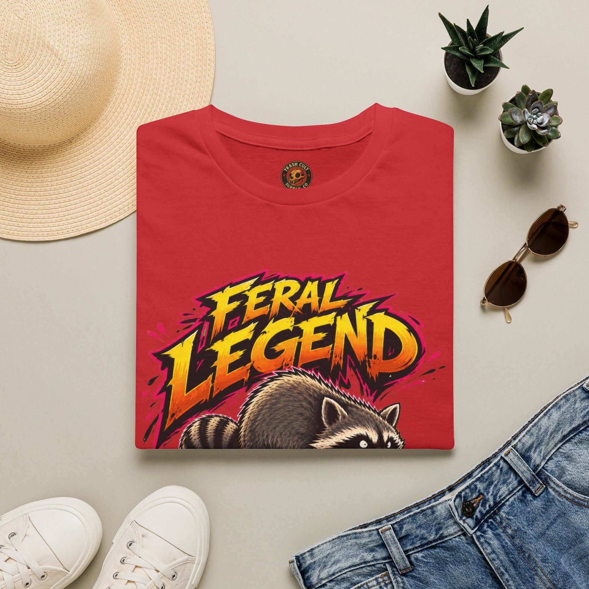 Feral Legend Raccoon Jimothy T-Shirt — Bold Graphic Tee