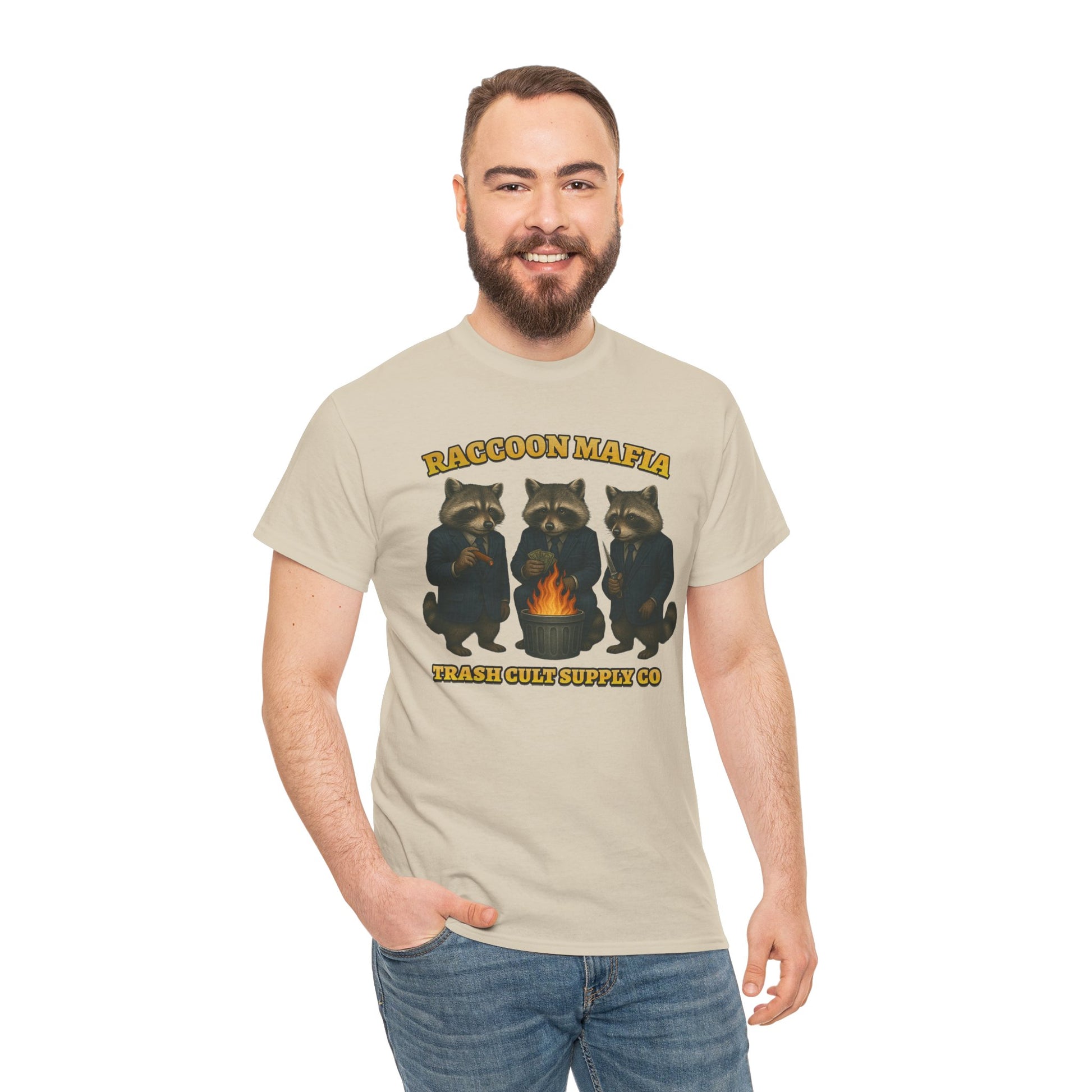 Raccoon Mafia T-Shirt – Realistic Gangster Raccoons in Suits | Trash Cult Supply Co | Gildan 5000