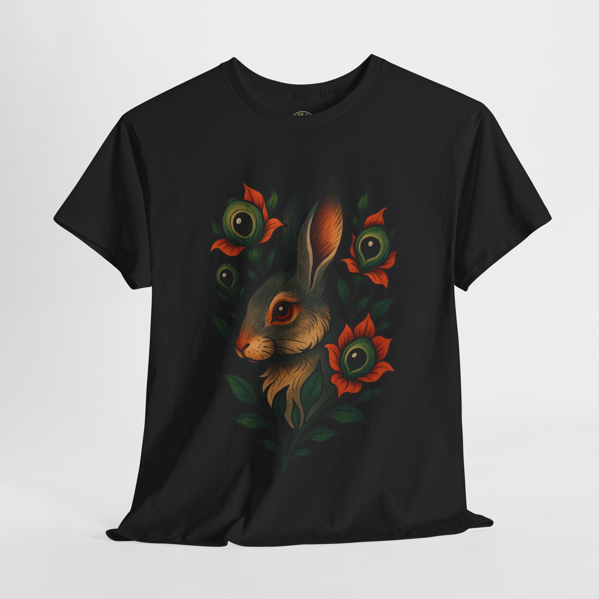 Whimsical Rabbit Floral Tee, Nature Lover Gift, Casual Wear, Eco-Friendly Fashion, Unique Graphic T-Shirt, Year-Round Style