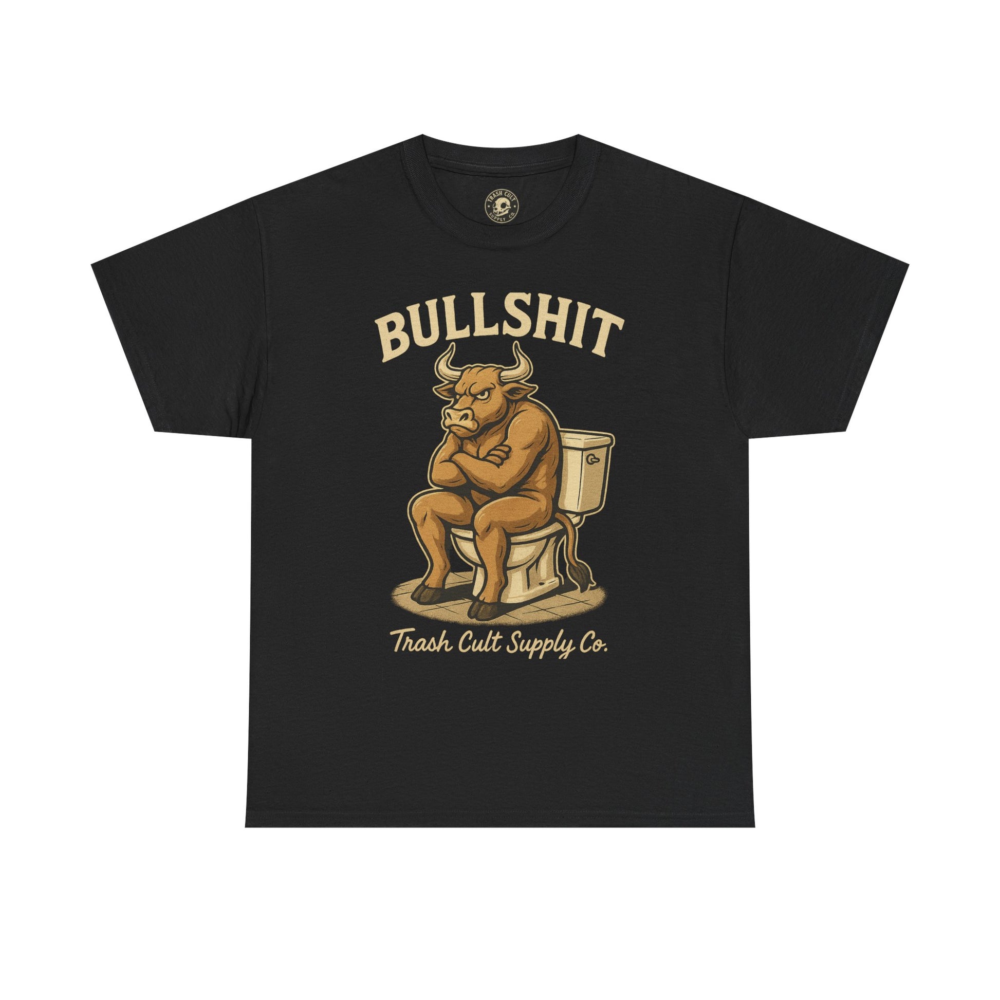 “BULLSHIT” Angry Bull Toilet Tee – Trash Cult Supply Co. | Gildan 5000 T-Shirt