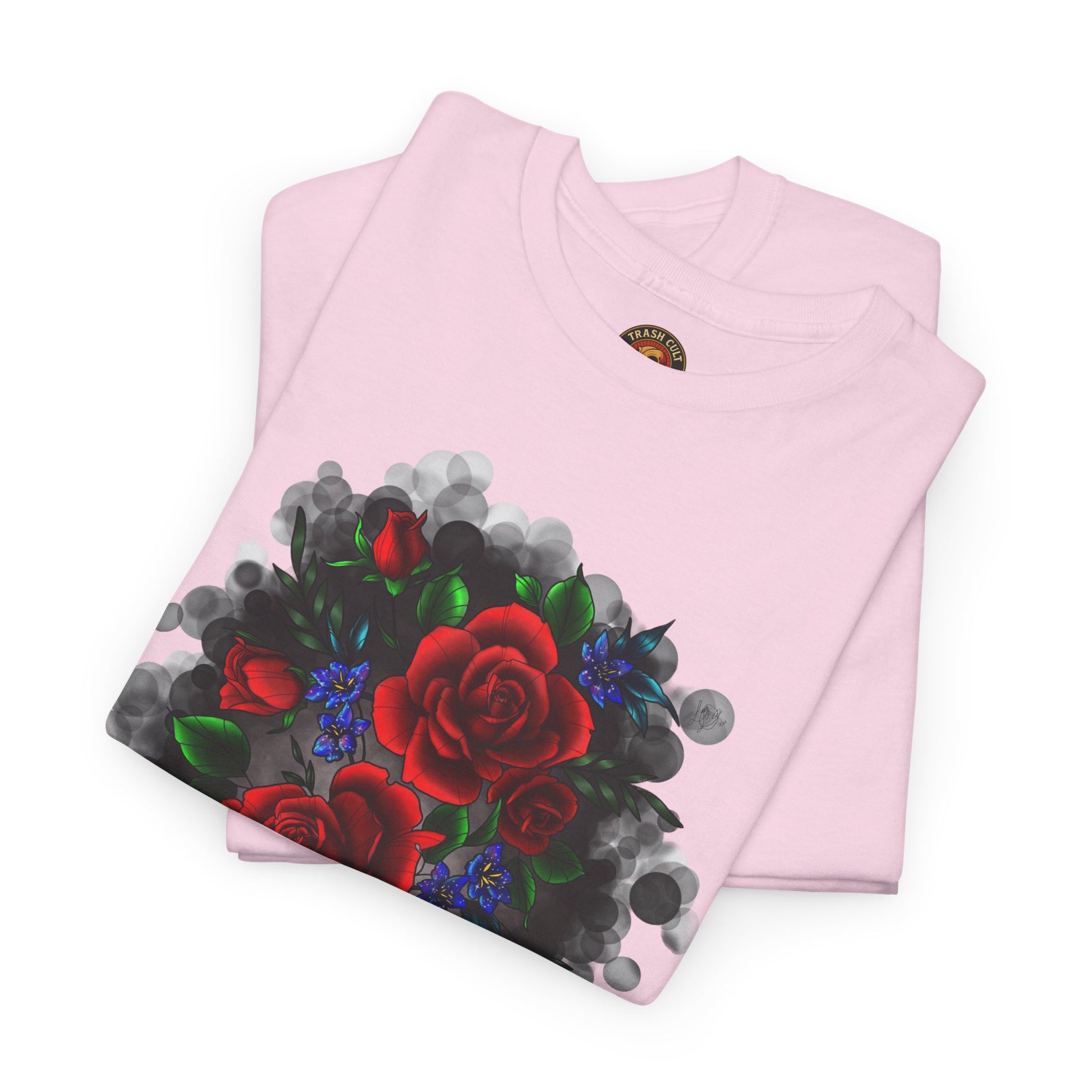 Floral Smoke Tattoo T-Shirt – Lara Davenport x Trash Cult Supply Co. Collab (Gildan 5000)