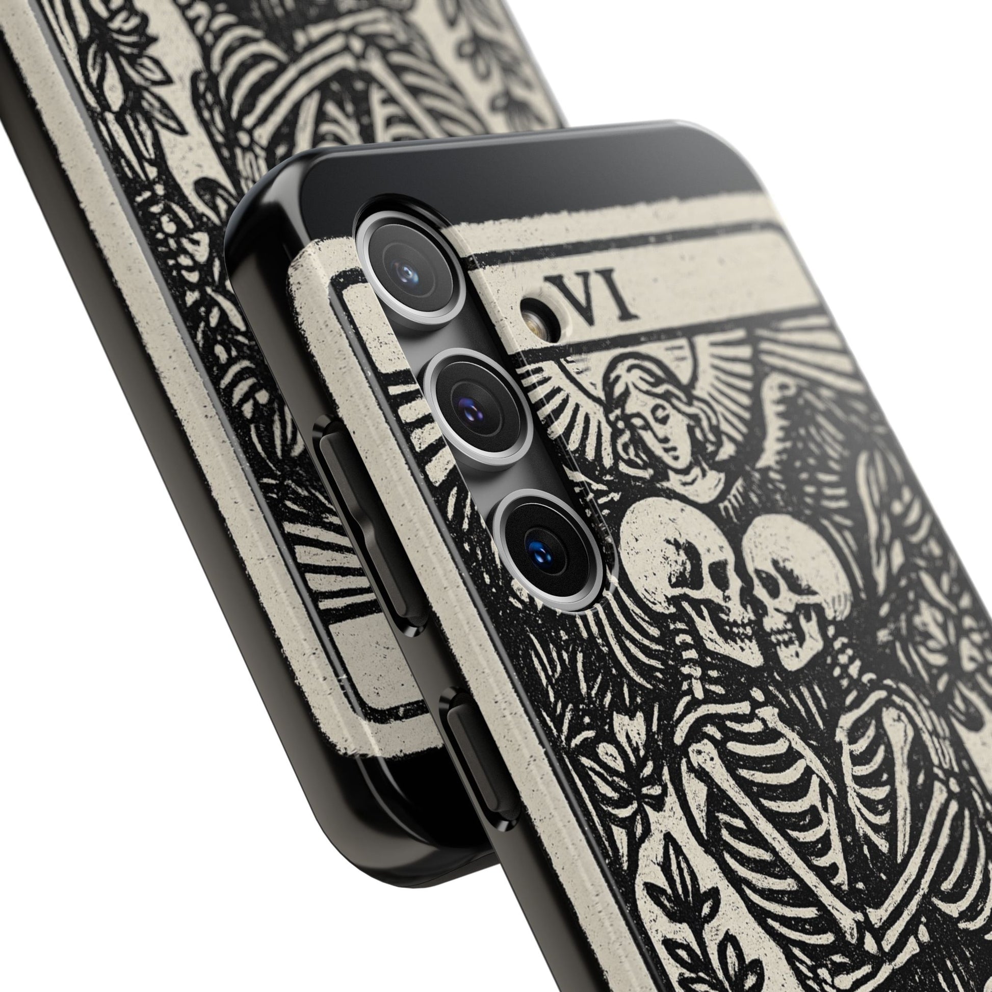 Tough Phone Case with Skeleton Lovers Design, Gothic Phone Cover, Unique Couples Gift, Halloween Accessory, Edgy Tech Design
