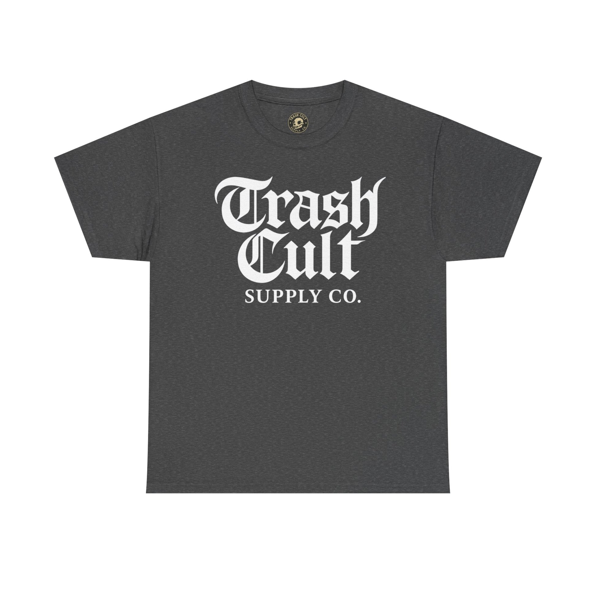 Trash Cult Gothic Logo Shirt – White Cyber Gothic Print on Gildan 5000