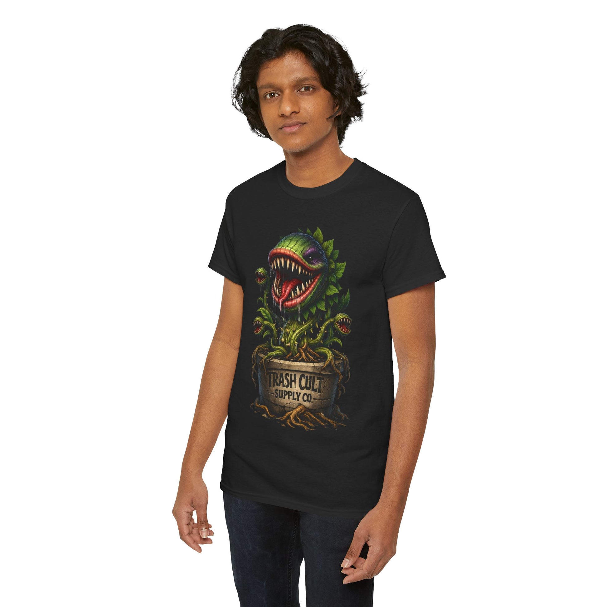 Carnivorous Plant Graphic Tee — "Trash Cult Supply Co." Potted Monster Shirt