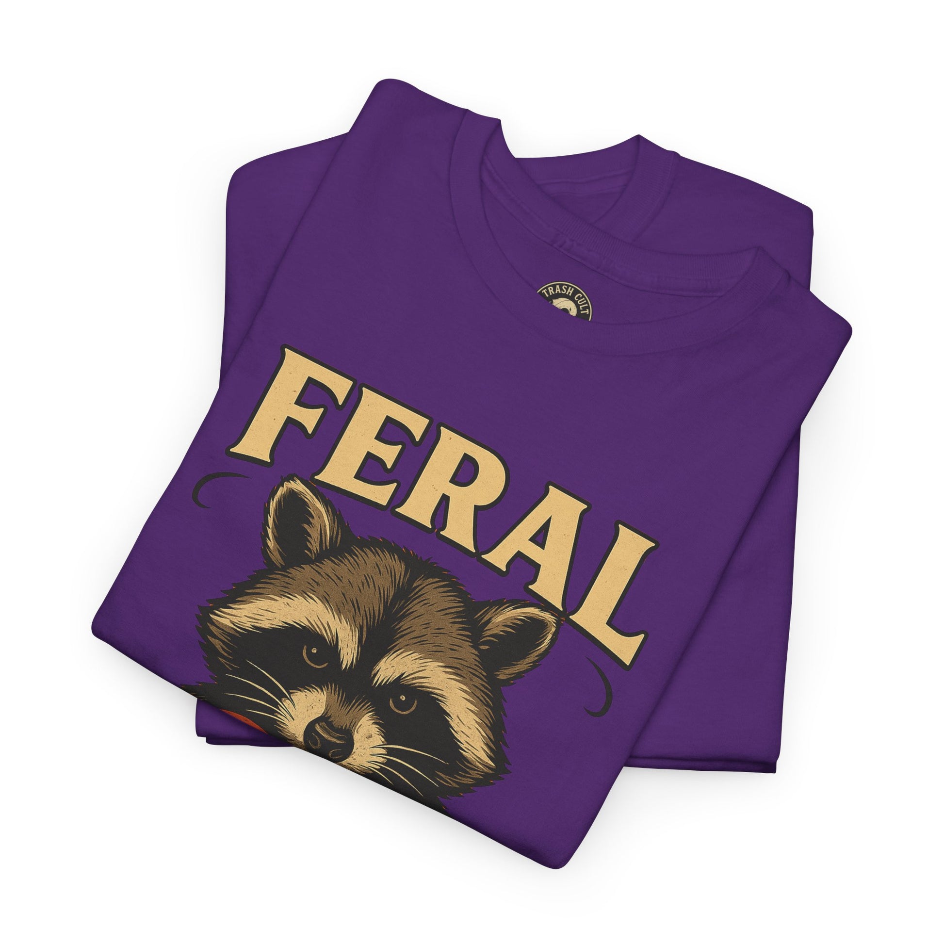 Feral Raccoon Tee - Unisex Heavy Cotton Tee, Cute Animal Shirt, Trendy Graphic Tee, Fun Gift for Animal Lovers, Casual Everyday Wear
