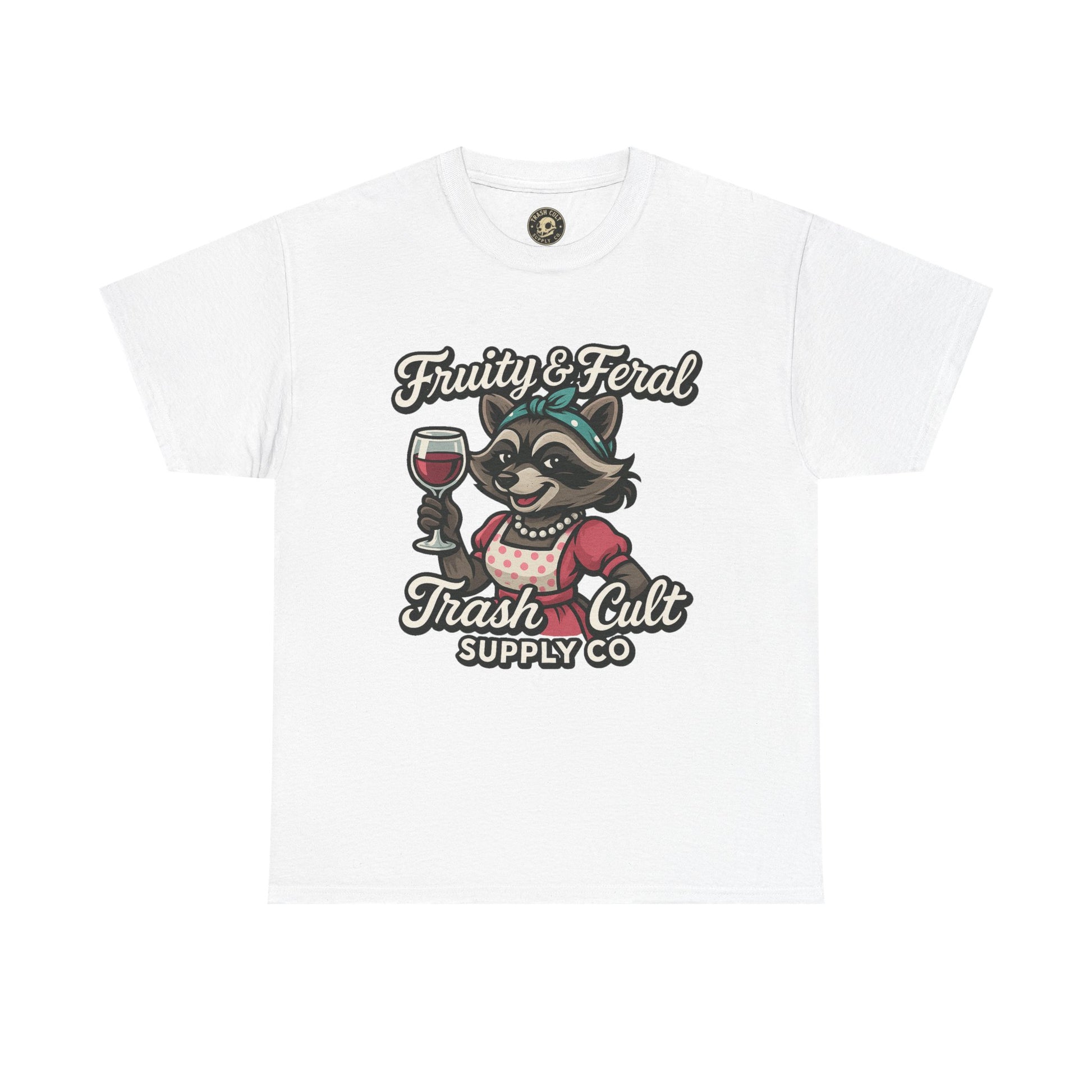 Fruity & Feral Raccoon Housewife Tee – Trash Cult Supply Co. on Gildan 5000