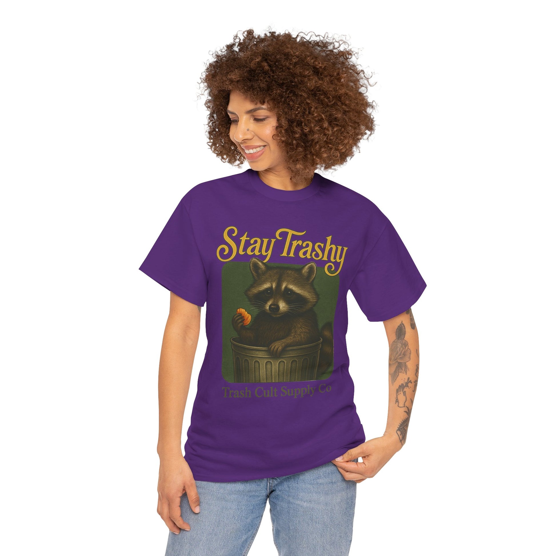 Stay Trashy Raccoon T-Shirt – Vintage-Style Cute Trash Panda | Trash Cult Supply Co | Gildan 5000