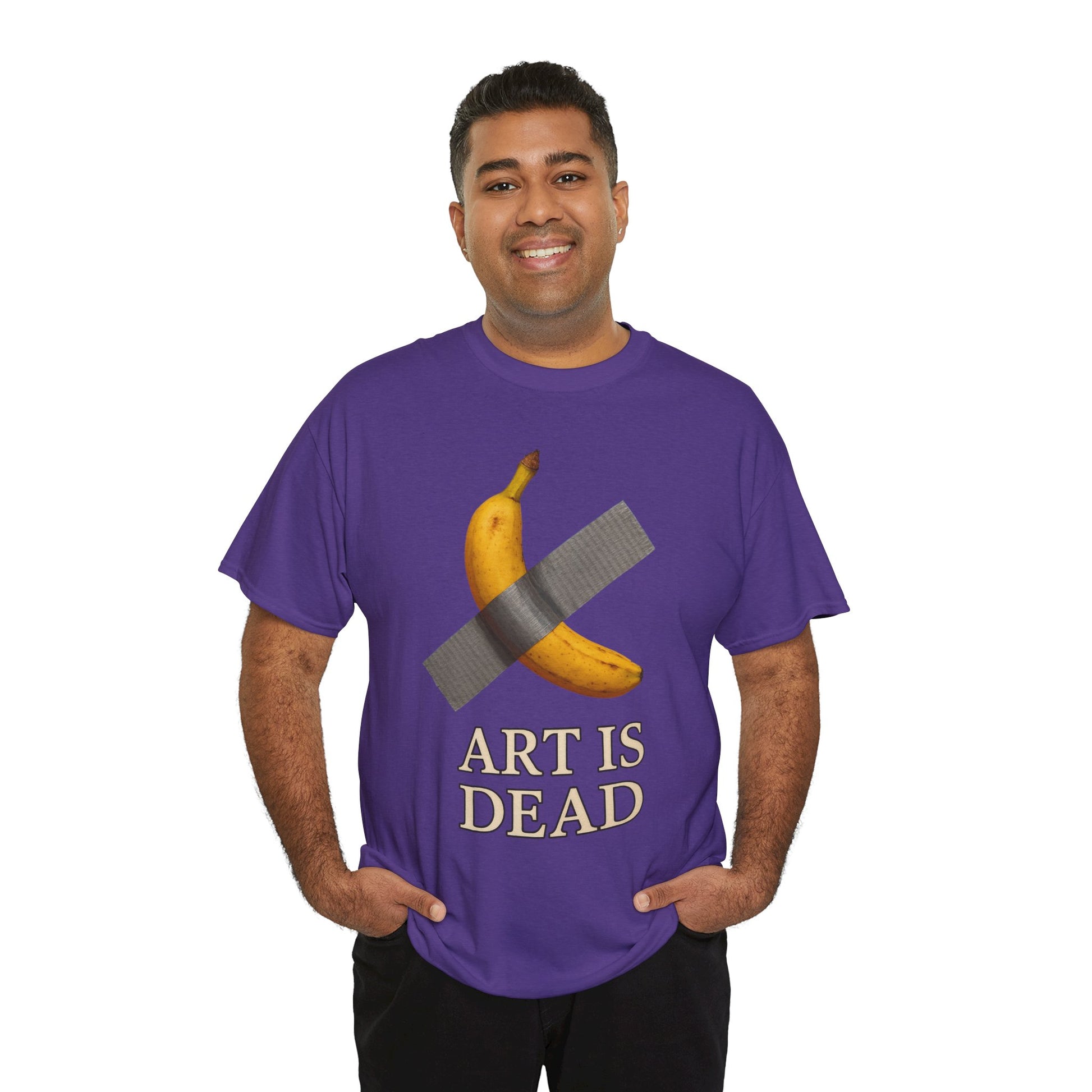 “ART IS DEAD” Banana Duct Tape Meme Tee – Satirical Art Parody Shirt by Trash Cult Supply Co.