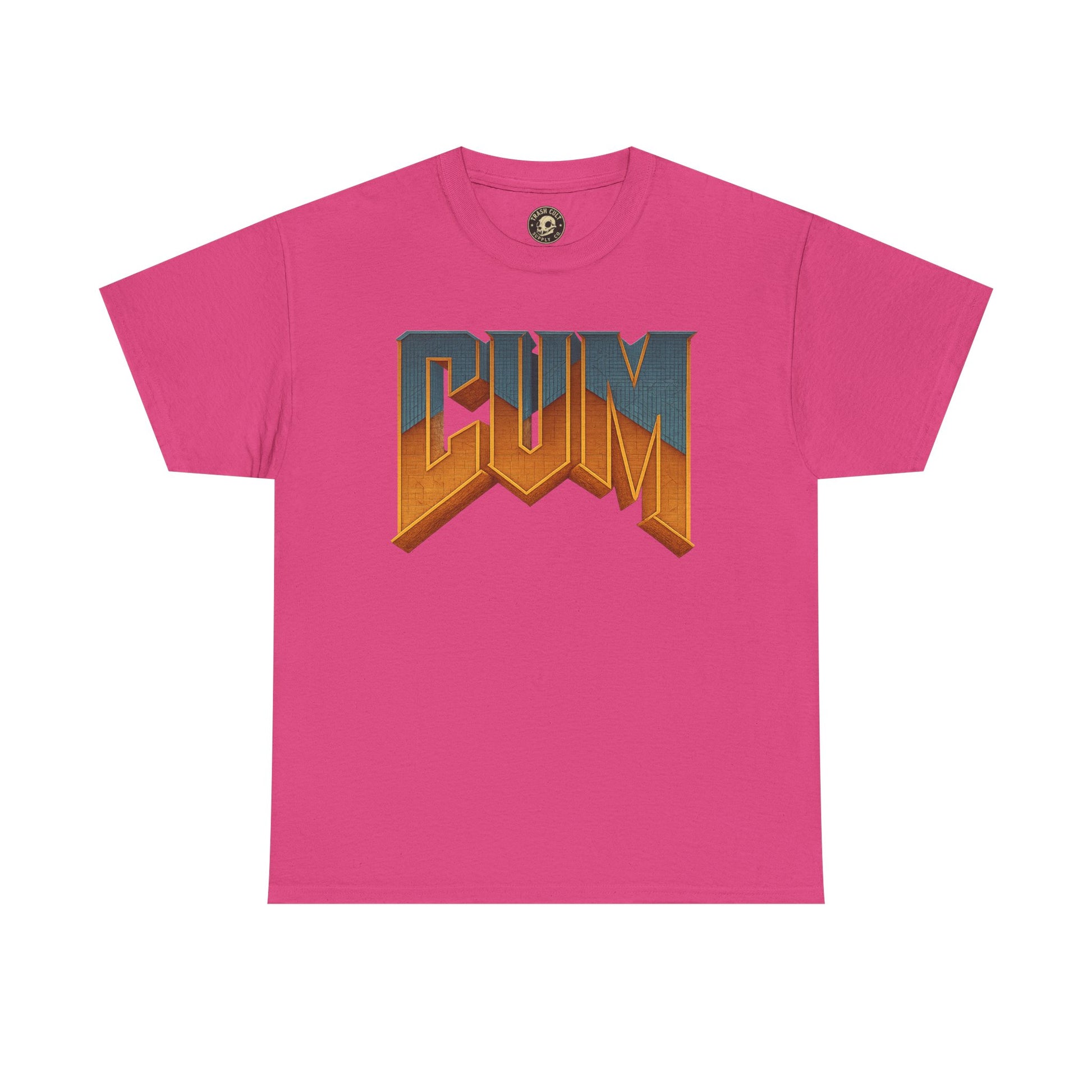 CUM Parody Metal Logo Shirt – Doom-Inspired Retro Gamer Tee on Gildan 5000