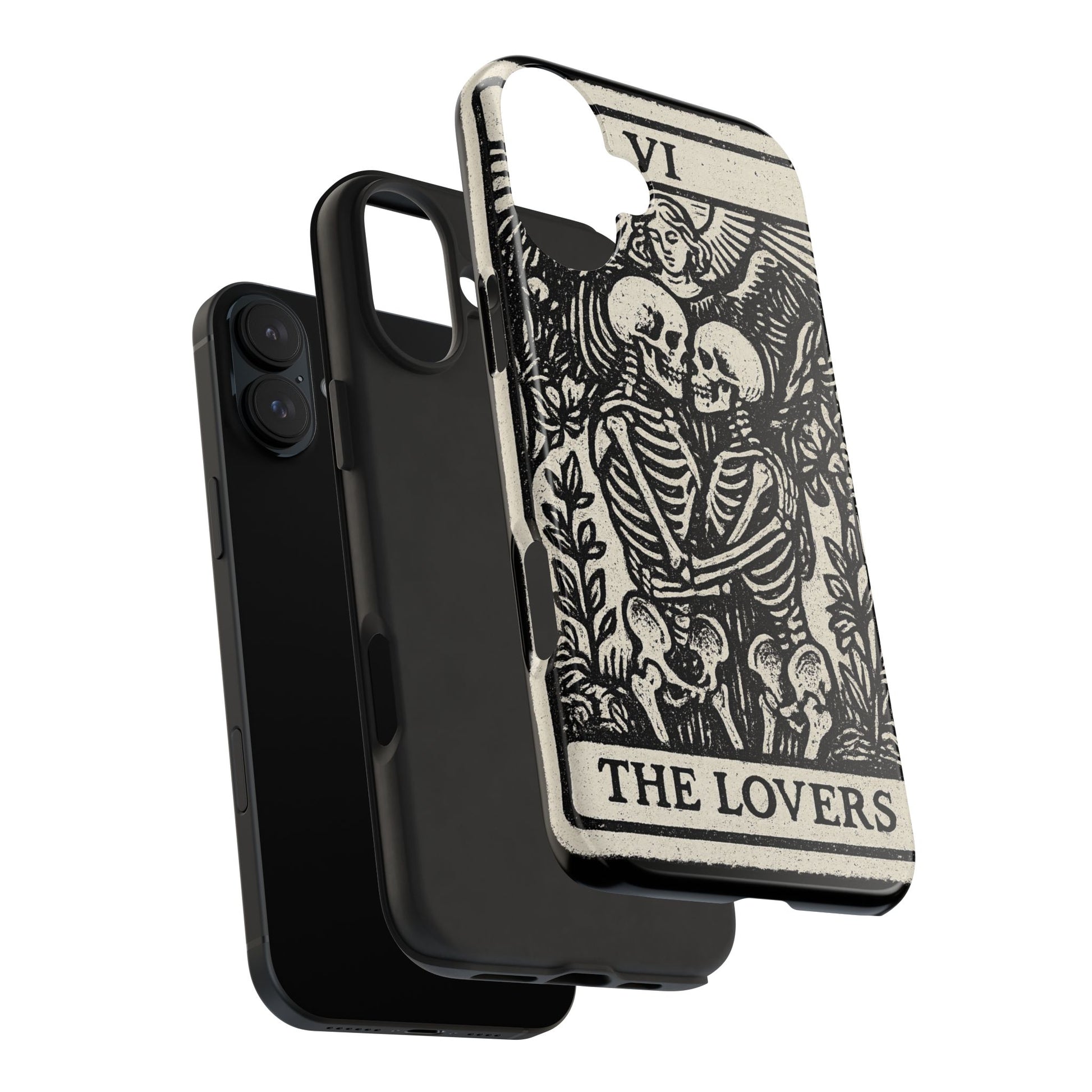 Tough Phone Case with Skeleton Lovers Design, Gothic Phone Cover, Unique Couples Gift, Halloween Accessory, Edgy Tech Design