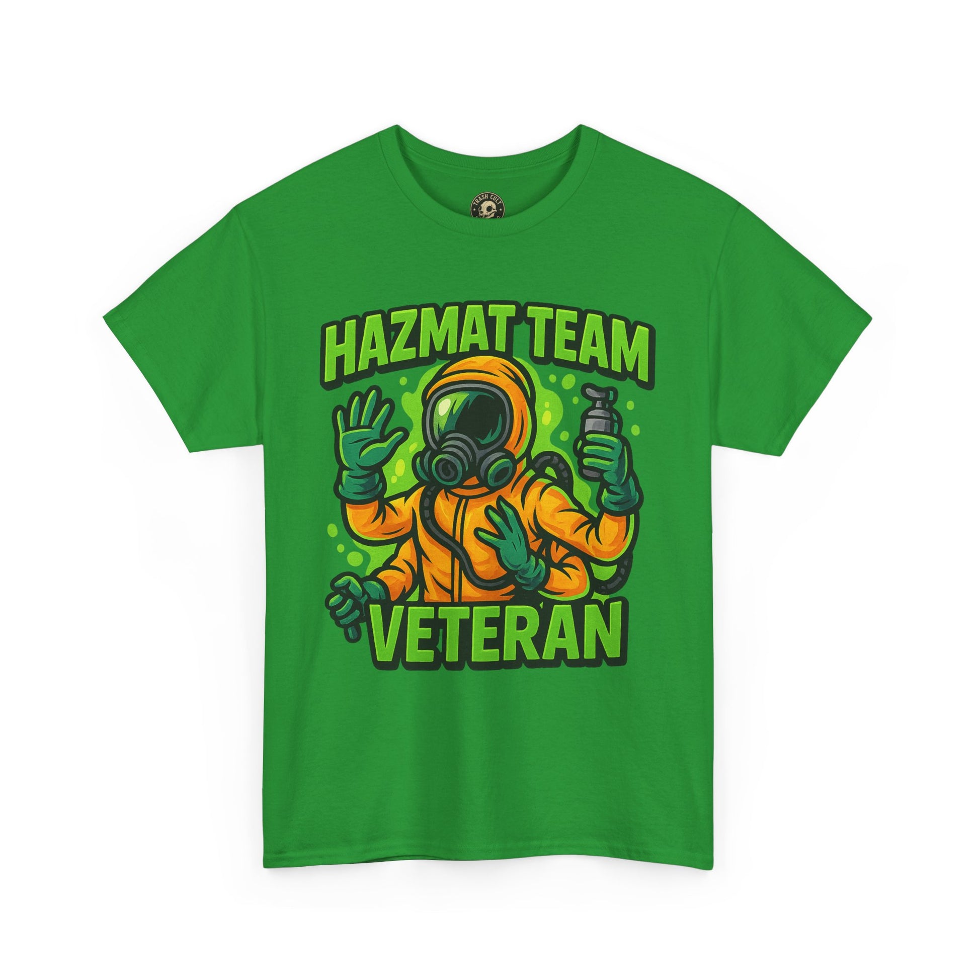 Hazmat Team Veteran T-Shirt – Neon New School Biohazard Graphic Tee | Gildan 5000 Sci-Fi Cotton Shirt