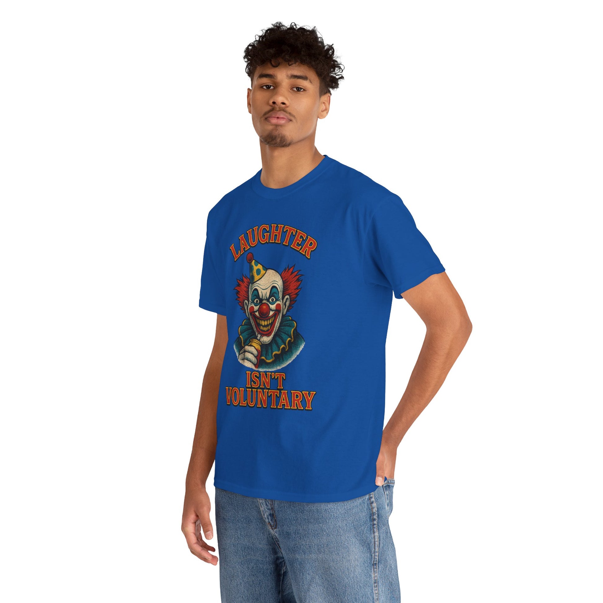 Laughter Isn’t Voluntary Creepy Clown Shirt – Circus Horror Tee – Gildan 5000