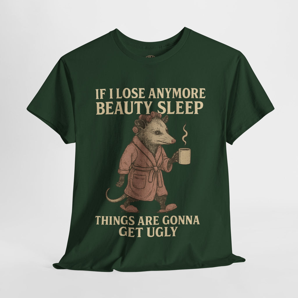 Funny Unisex Heavy Cotton Tee - "If I Lose Anymore Beauty Sleep, Things Are Gonna Get Ugly" - Gift, Sleepwear, Humor, Casual Wear, [...]