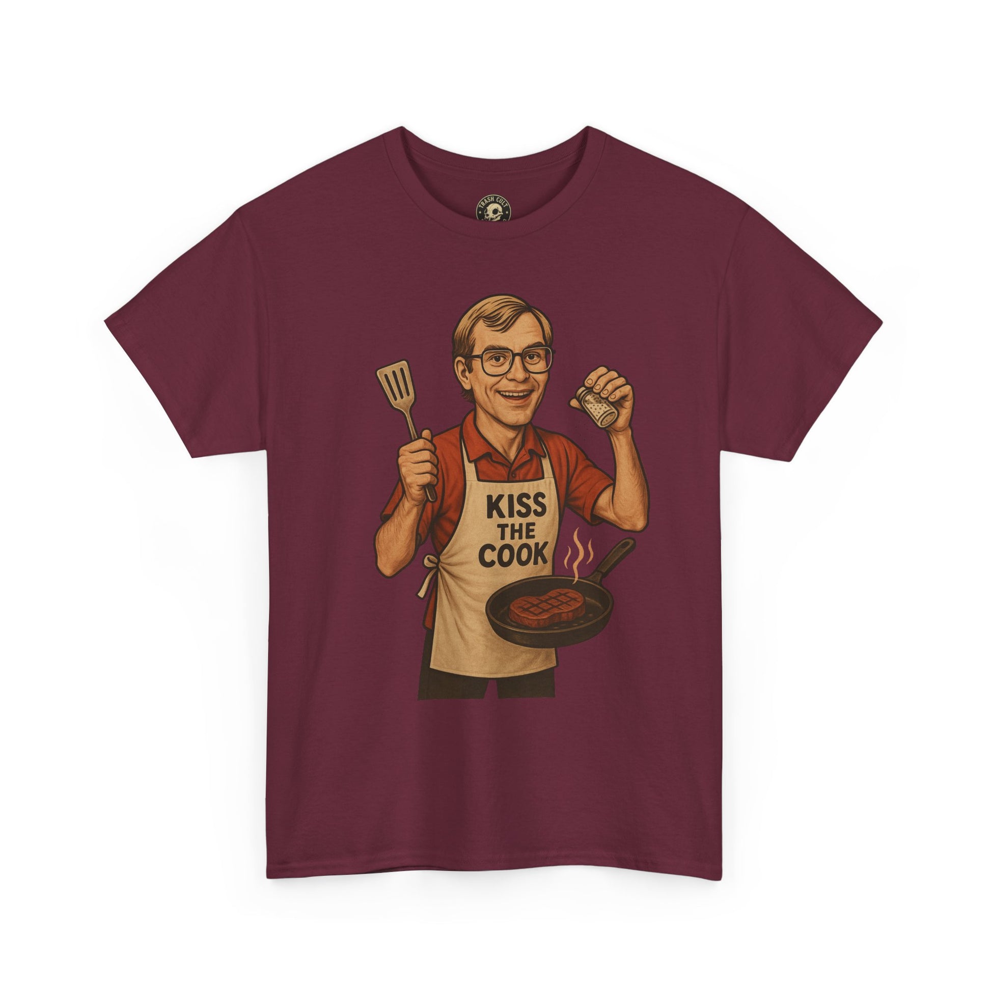 Kiss the Cook Dark Humor Chef Shirt – Creepy Retro Kitchen Parody