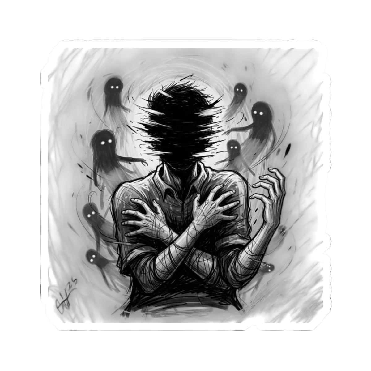 Xian Allen x Trash Cult Sticker – “Don’t Let Them In” | Haunted Ghost Spiral Kiss Cut Decal