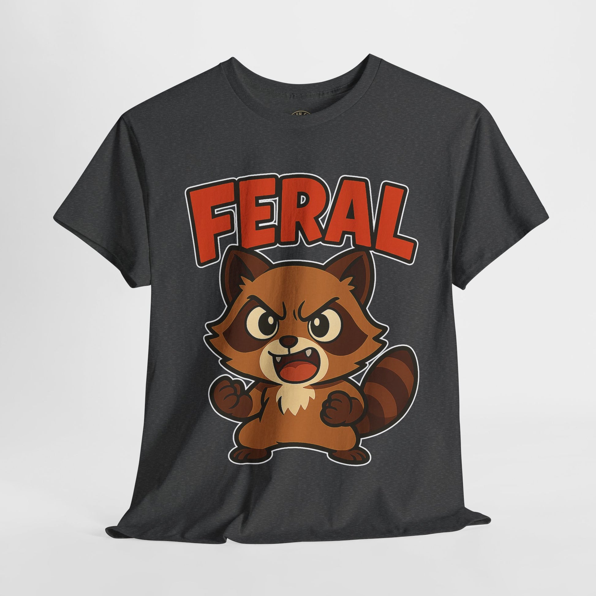 Feral Cartoon Tee - Unisex Heavy Cotton Shirt, Cute Graphic, Animal Lovers Gift, Casual Wear, Fun T-Shirt for Kids & Adults