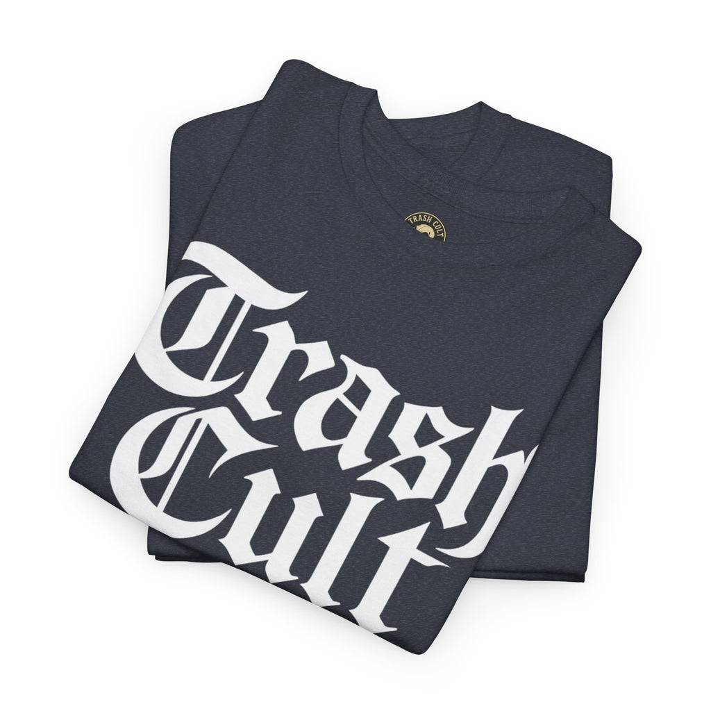 Trash Cult Gothic Logo Shirt – White Cyber Gothic Print on Gildan 5000