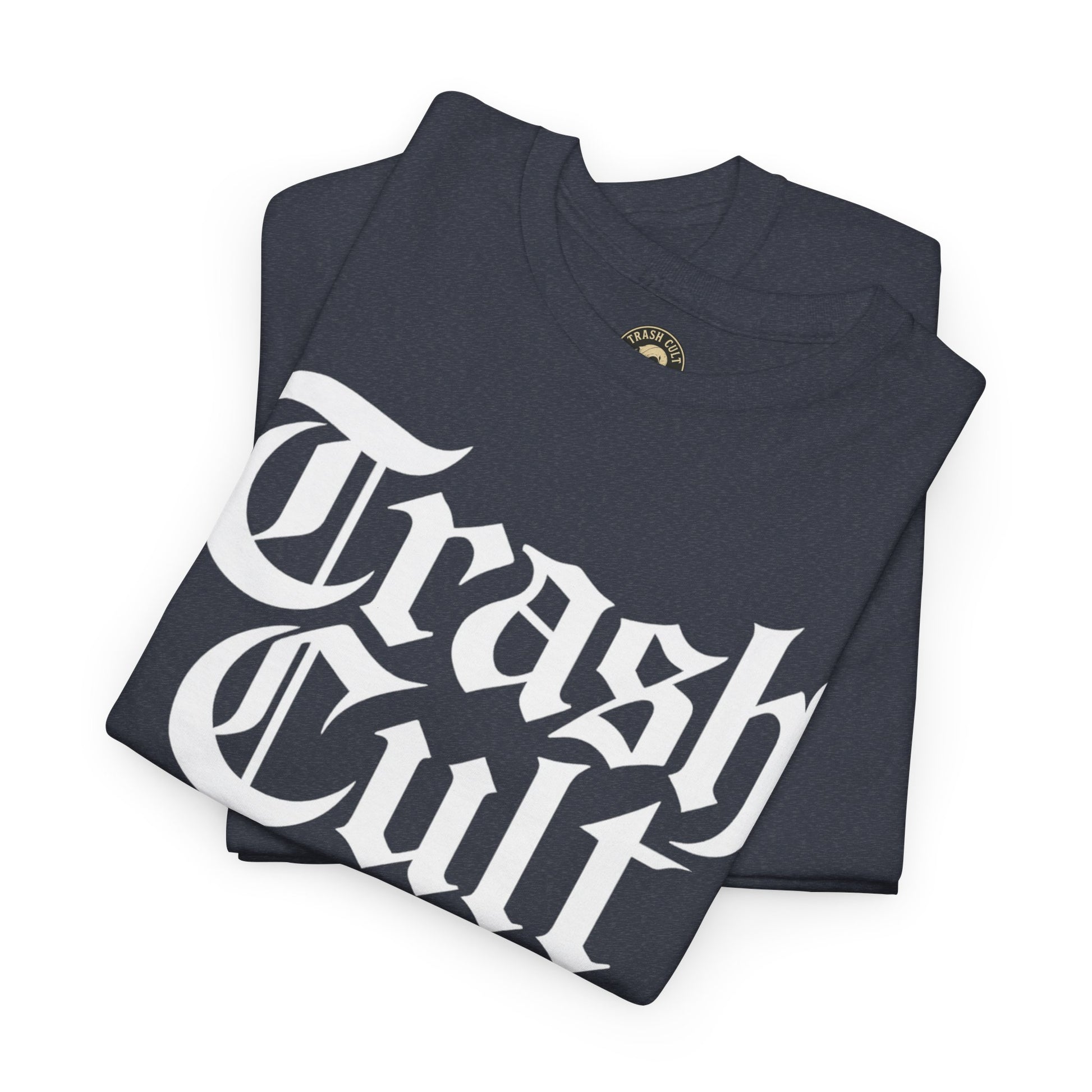 Trash Cult Gothic Logo Shirt – White Cyber Gothic Print on Gildan 5000