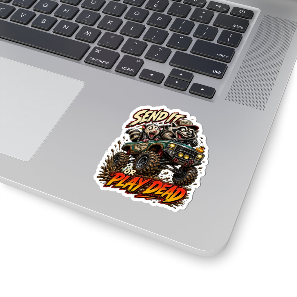Send It or Play Dead Off-Road Sticker — Tough Raccoon Jeep Mud Racing Decal
