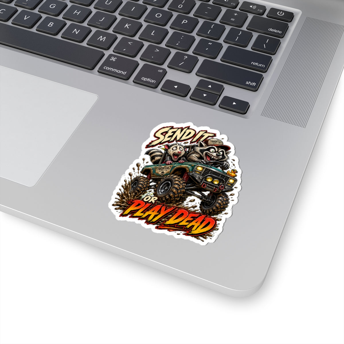 Send It or Play Dead Off-Road Sticker — Tough Raccoon Jeep Mud Racing Decal