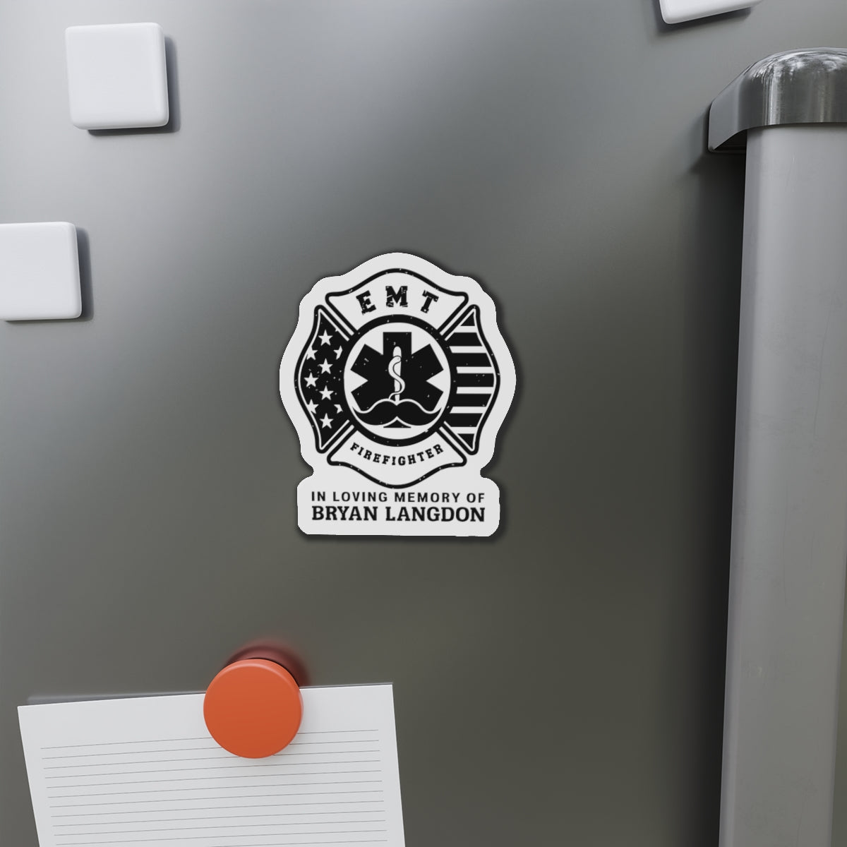 Memorial EMT Firefighter Die-Cut Magnet, Tribute to Heroes, First Responder Gift, Fridge Decor, Remembrance Magnet