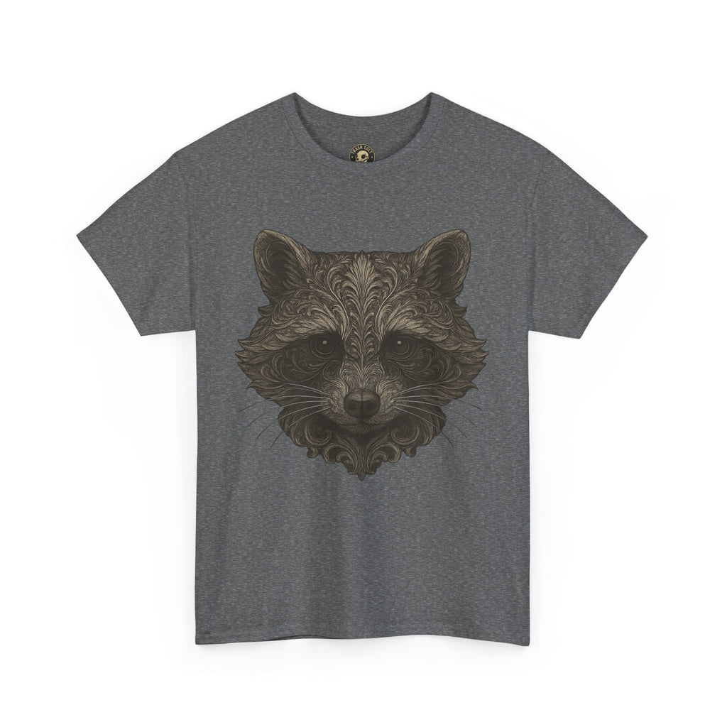 Ornate Raccoon Face Shirt – Intricate Woodland Animal Art Tee – Tattoo-Inspired Forest Aesthetic – Trash Cult Supply Co.