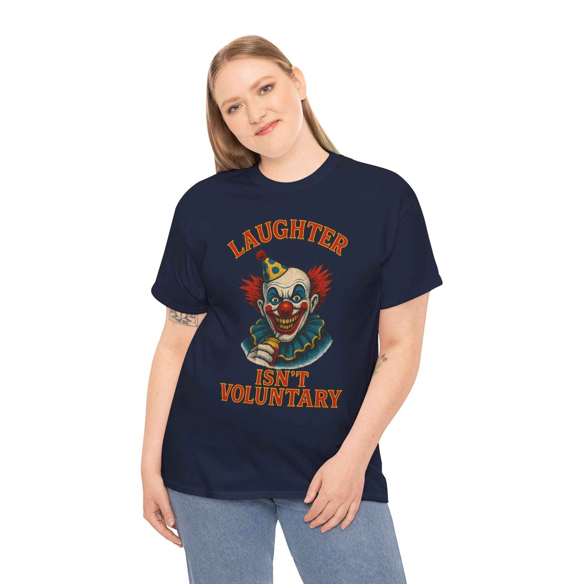Laughter Isn’t Voluntary Creepy Clown Shirt – Circus Horror Tee – Gildan 5000