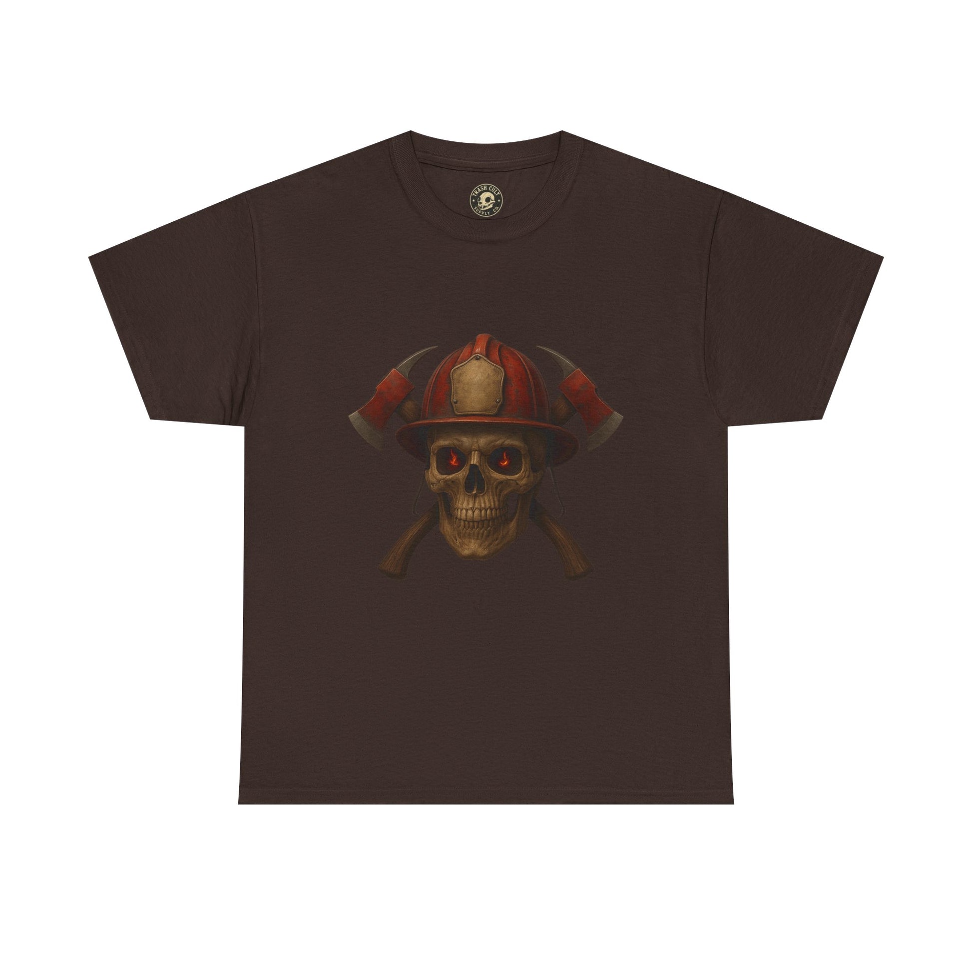 Skull Firefighter Tee, Unisex Heavy Cotton Shirt, Firefighter Gift, Halloween Costume T-Shirt, Unique Graphic Tee, Casual Wear
