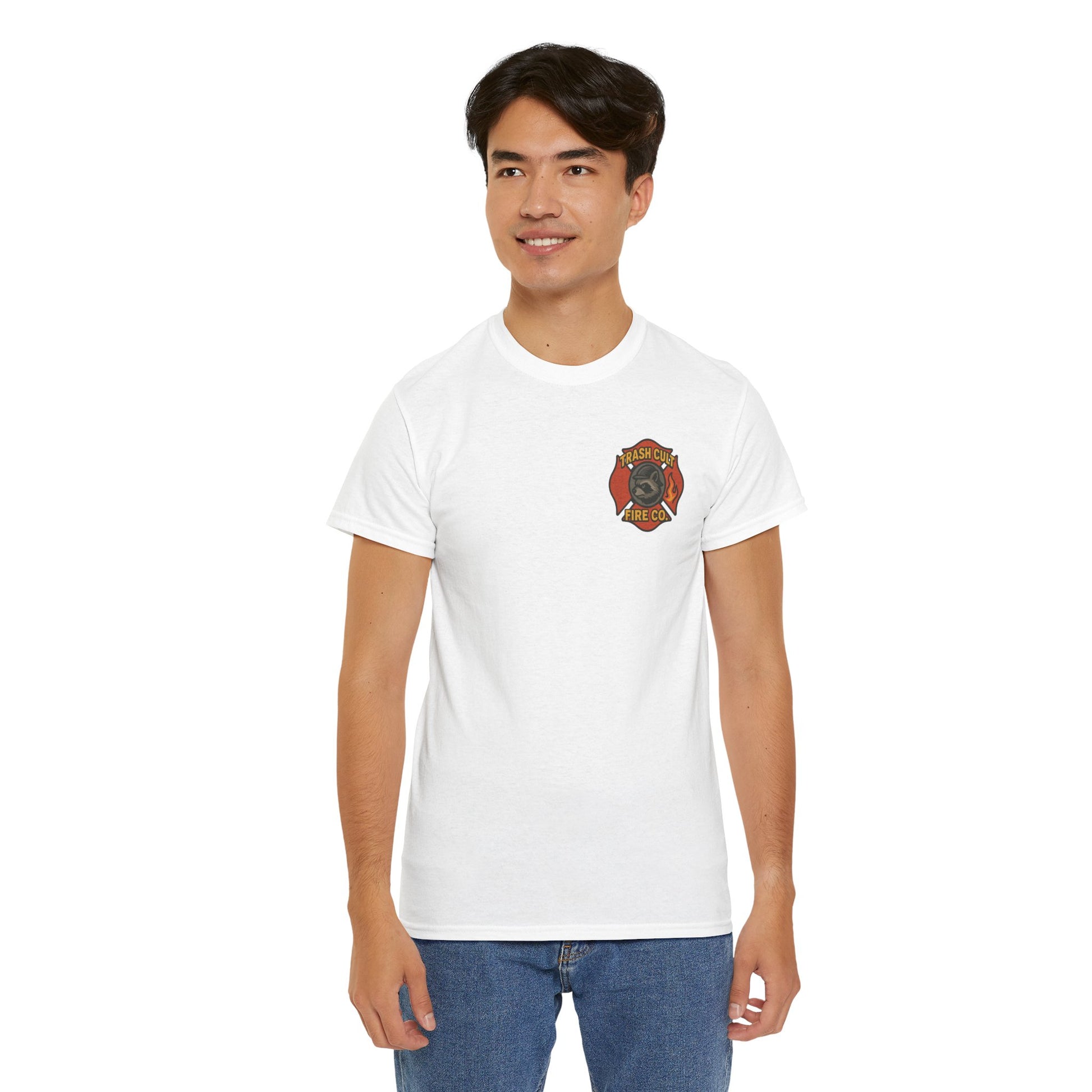 Trash Cult Fire Co. Unisex Tee - Quirky Raccoon Design, Fun Gift, Casual Wear, Firefighter Humor, Unique Apparel